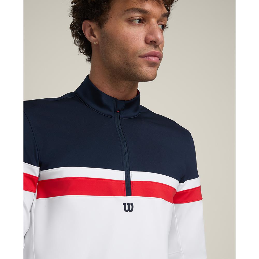 Wilson Men's Performance 1/2 Zip Longsleeve - Bright White、mySite、neckold