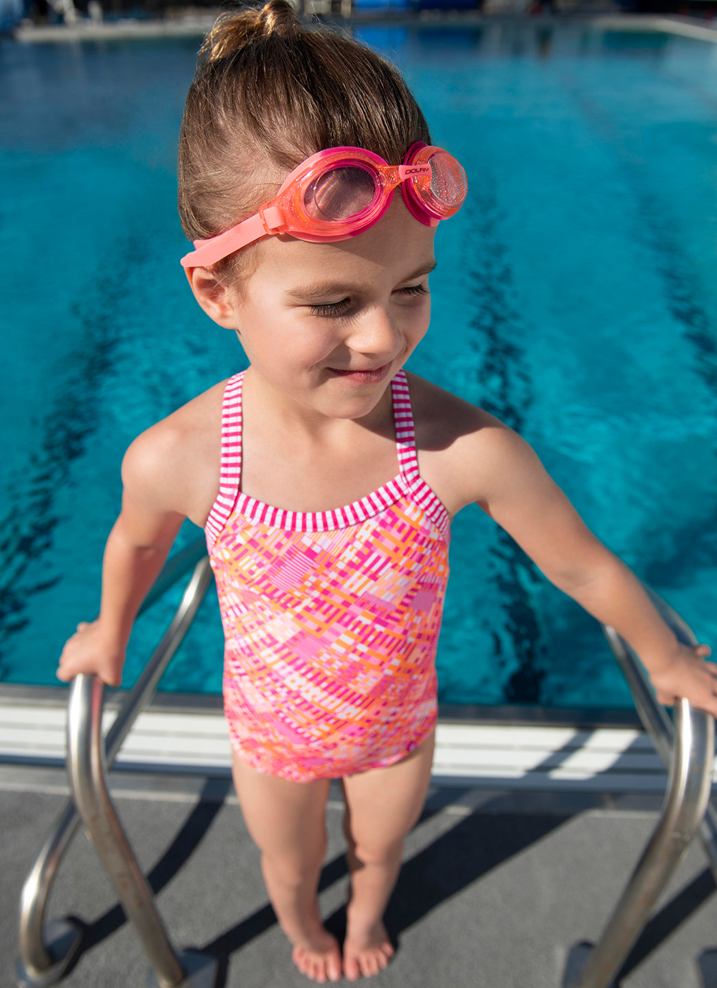 Dolfin Girls' Alphabet Printed One Piece Swimsuit (Toddler, Little Kid)、mySite、noshort