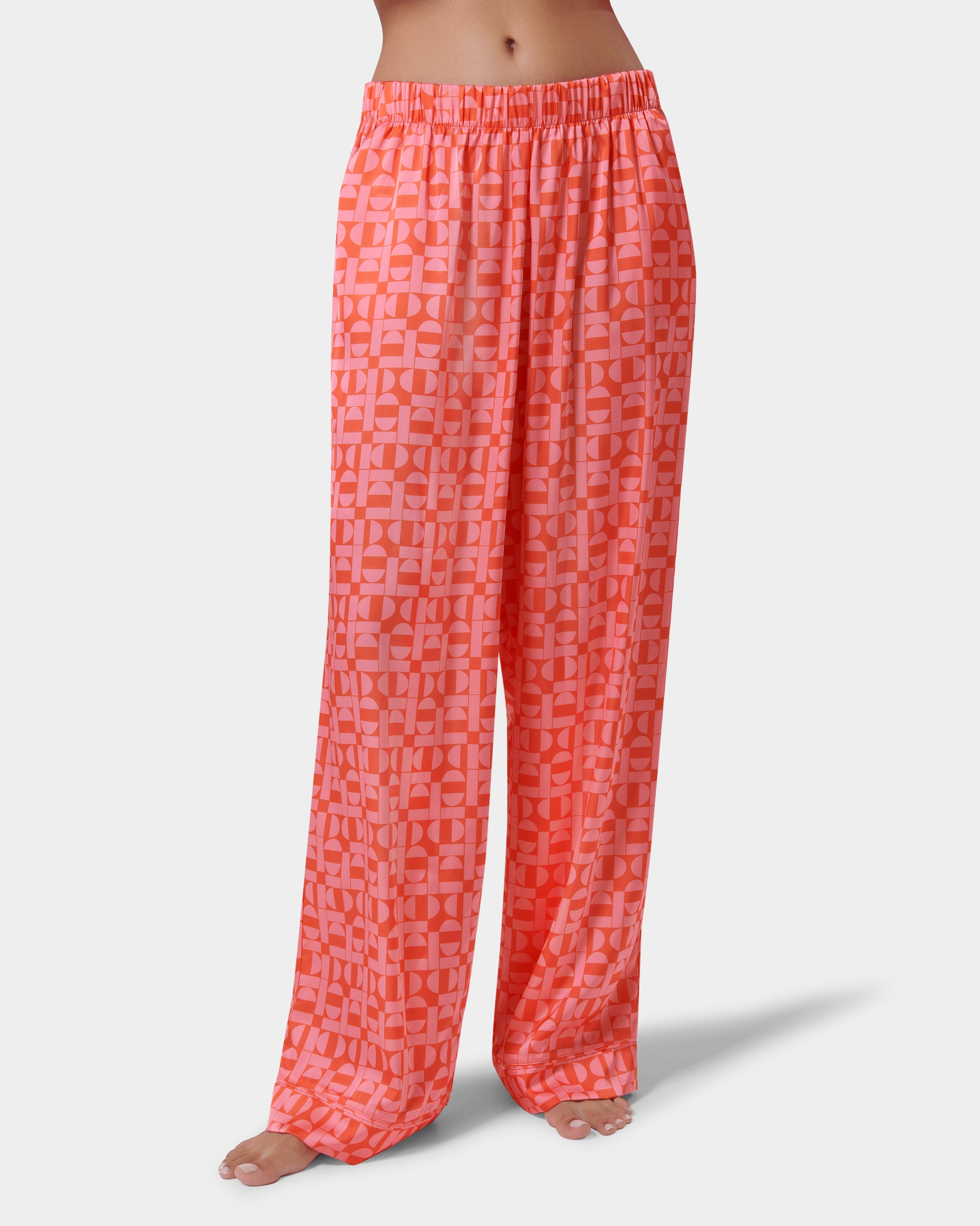 Tabitha Luxury Satin Long Pyjama Set Hot Coral/Dianthus Pink、mySite、bengalsvssteelers