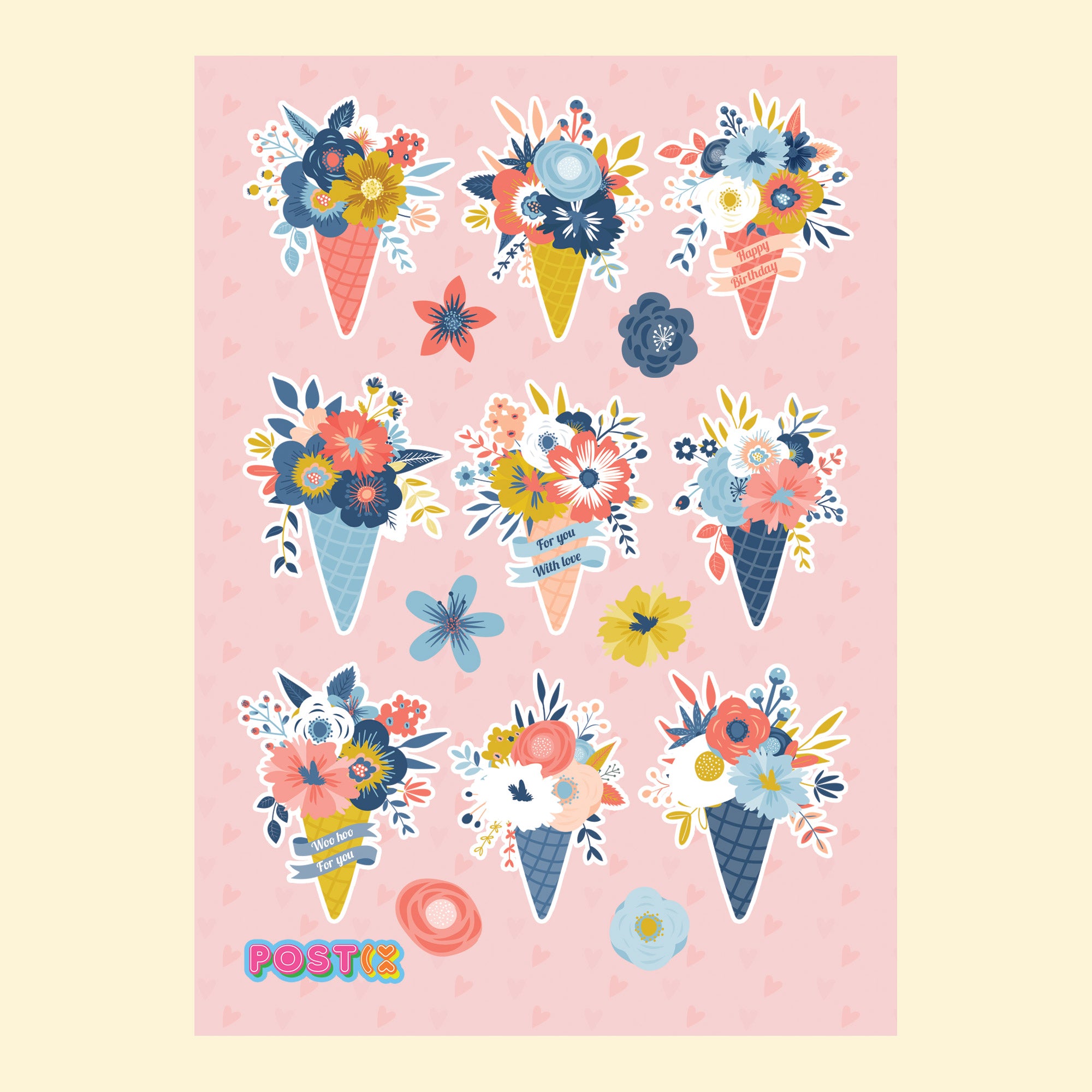  Floral Ice Creams Sticker Sheet、mySite、ghnorth
