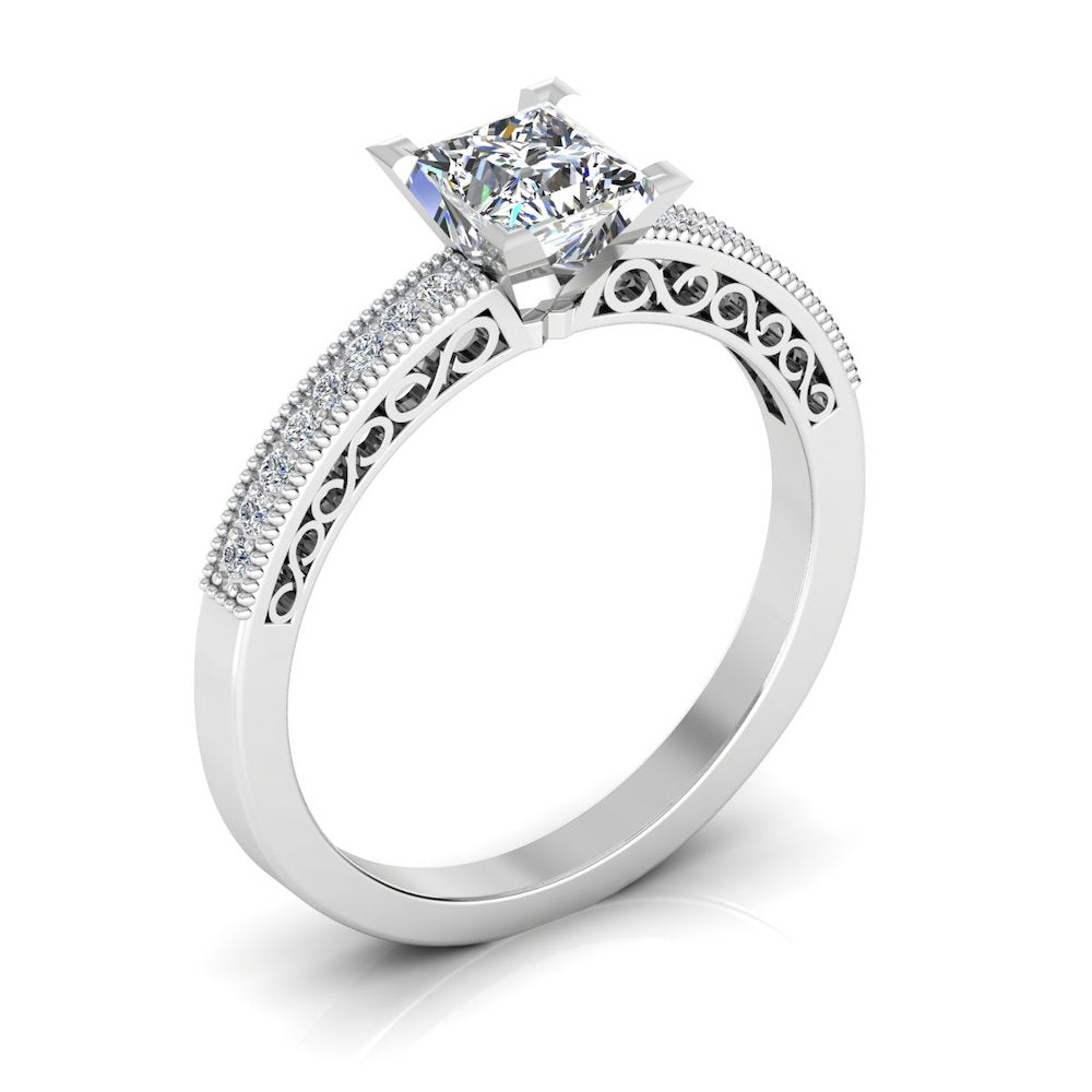 Princess Cut Cathedral Moissanite Engagement Ring、mySite、hinf8tx79