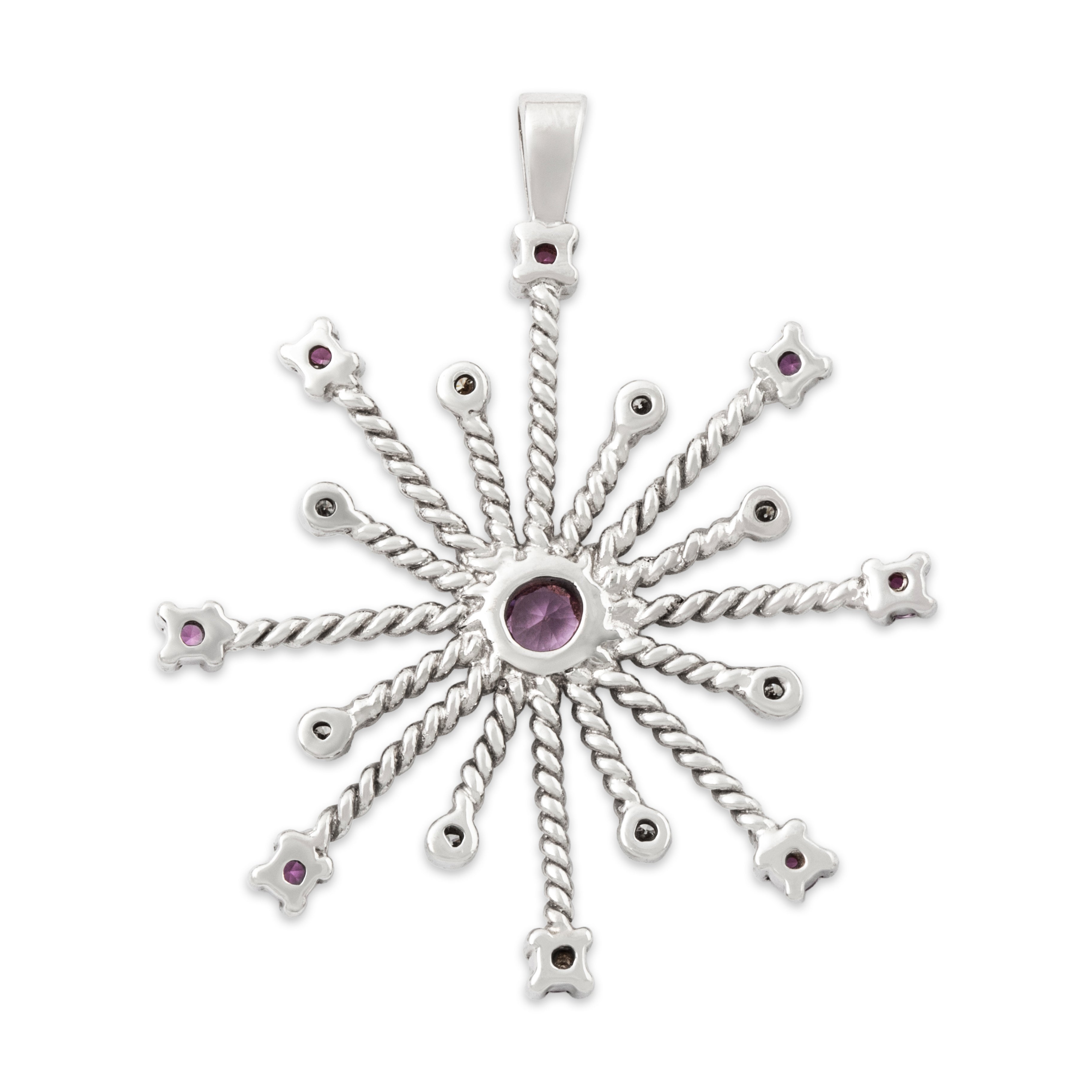 Vintage Large 18k White Gold Pink Spinel Diamond Cable Starburst Pendant、mySite、hinf8tx79