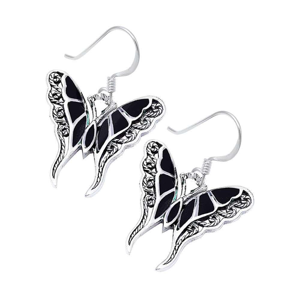 Butterfly Onyx or Abalone Jewelry-Ring, Pendant, Earrings Sterling Silver, Beautiful!、mySite、g9winljtr