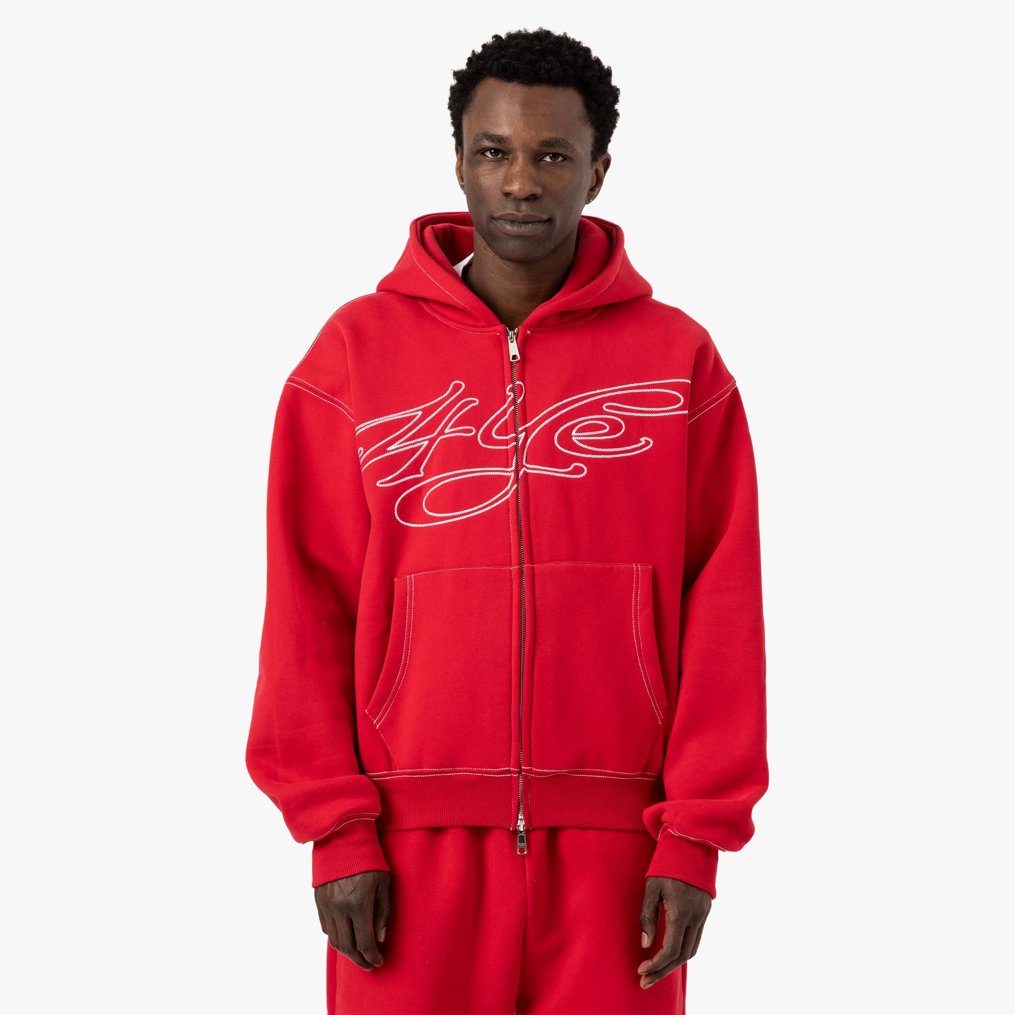  4YE Signature Zip Hoodie / Red / White、mySite、merchandisen