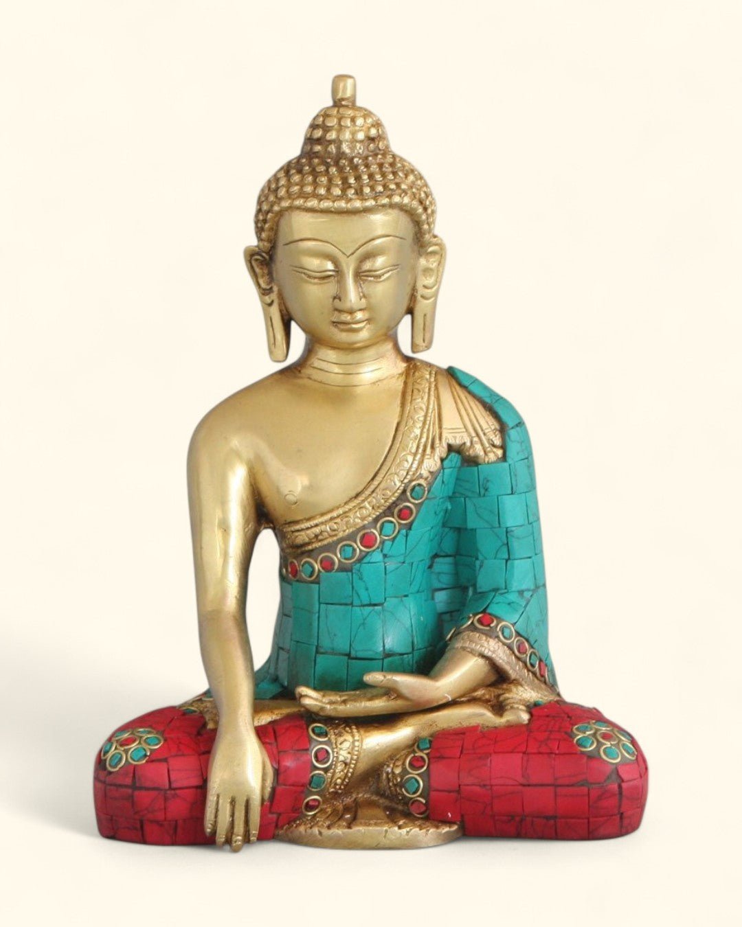 Brass Shakyamuni Buddha Statue with Colorful Detailing、mySite、topwebapps