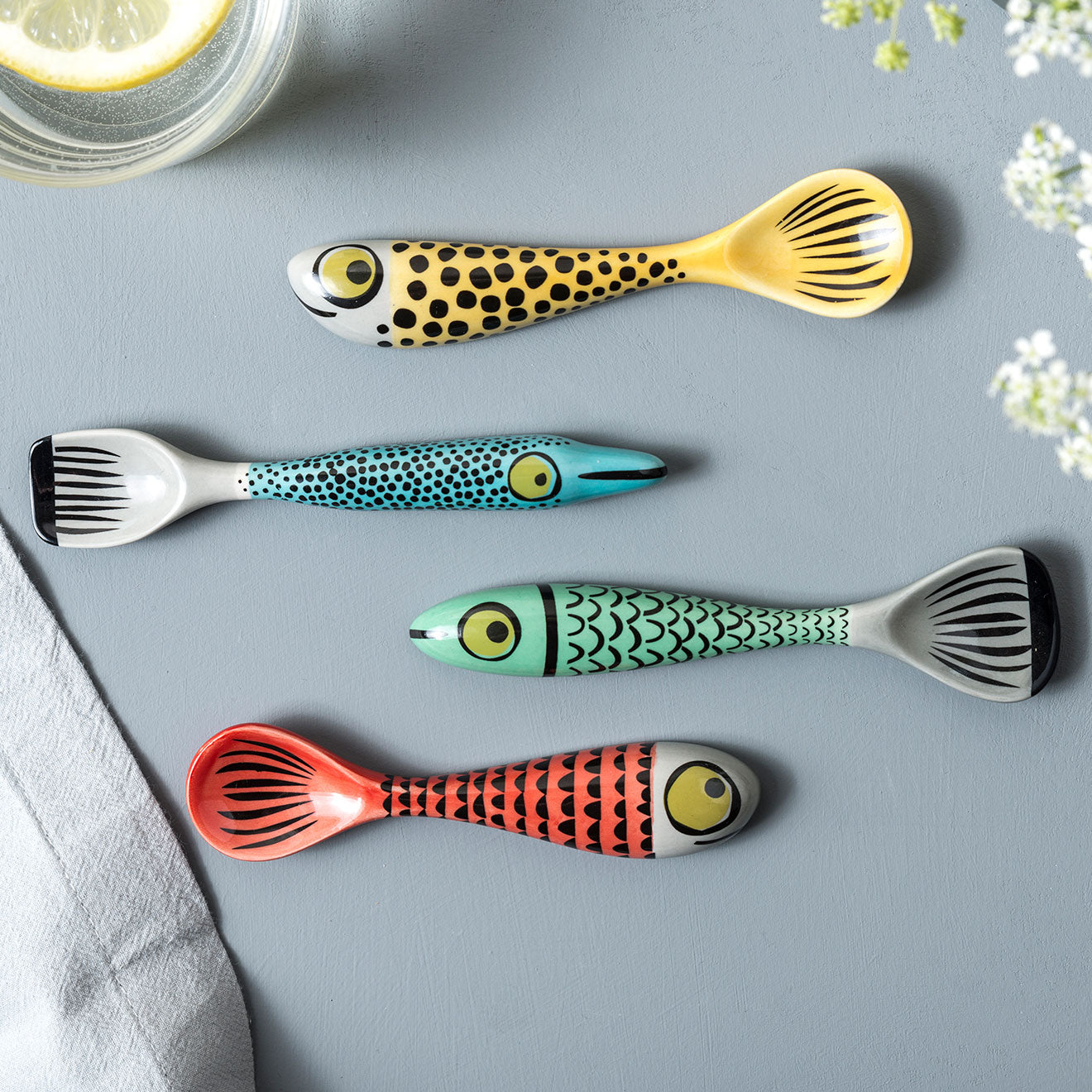 Handmade Ceramic Fish Spoons Box of Four、mySite、g9winljtr