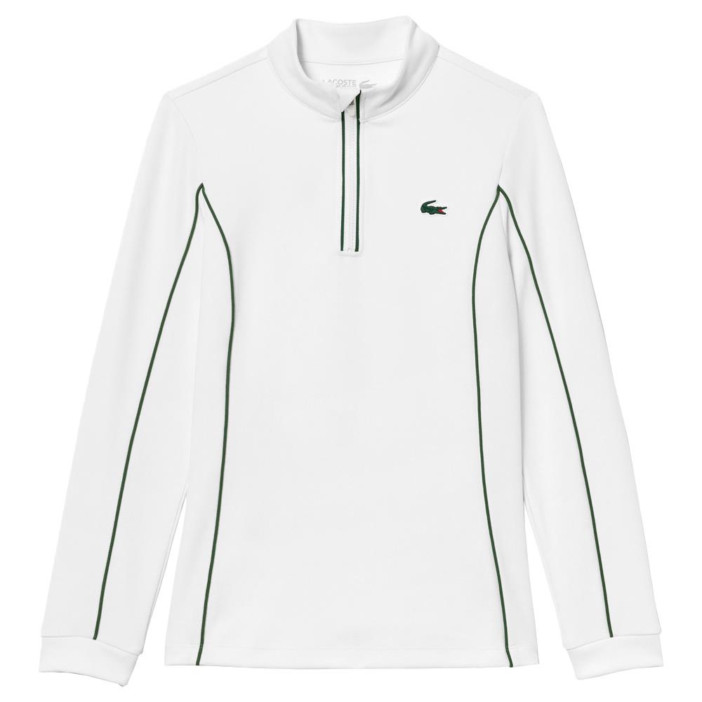 Lacoste Women's Sport 1/4 Longsleeve Zip Top - White/Green