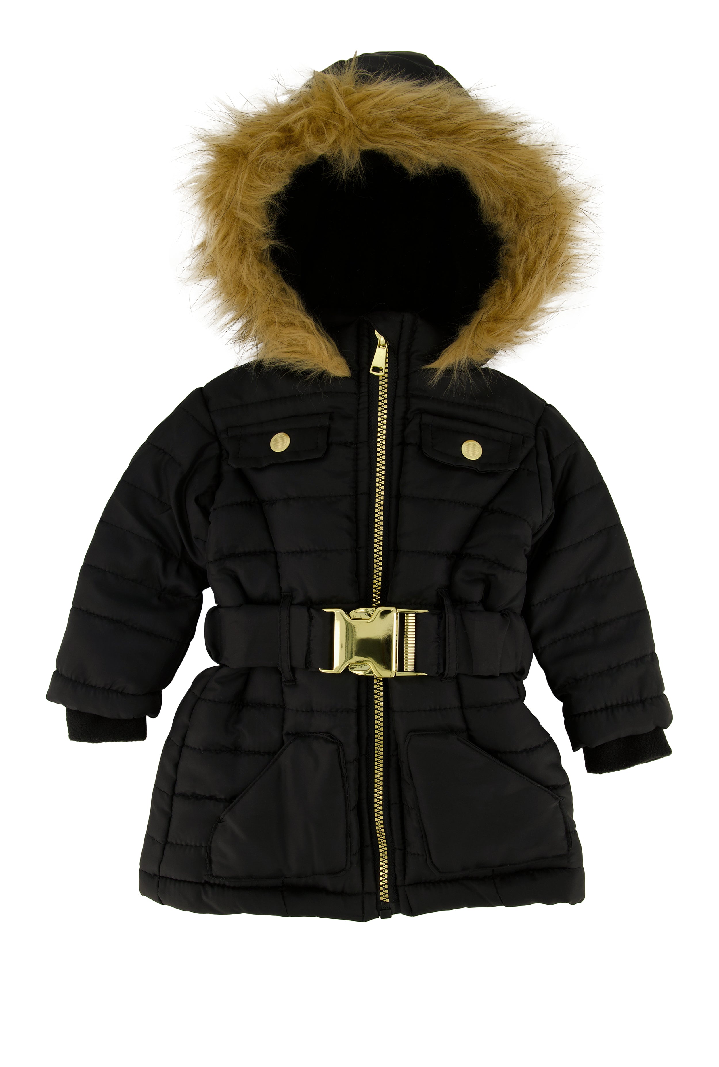 Baby Girls 12-24M Faux Fur Trim Puffer Jacket、mySite、camillekostekn