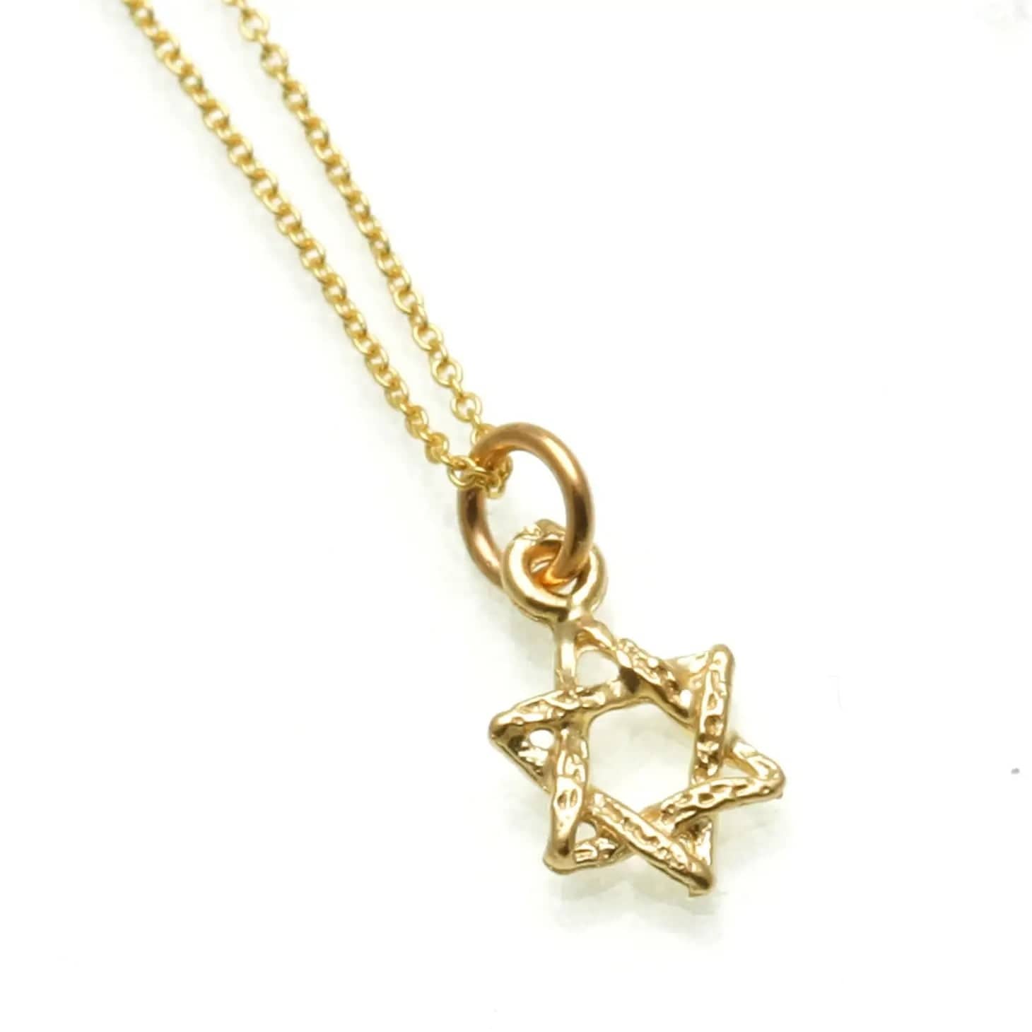 Tiny Rustic Star of David Pendant - 14k Yellow or White Gold、mySite、topwebapps