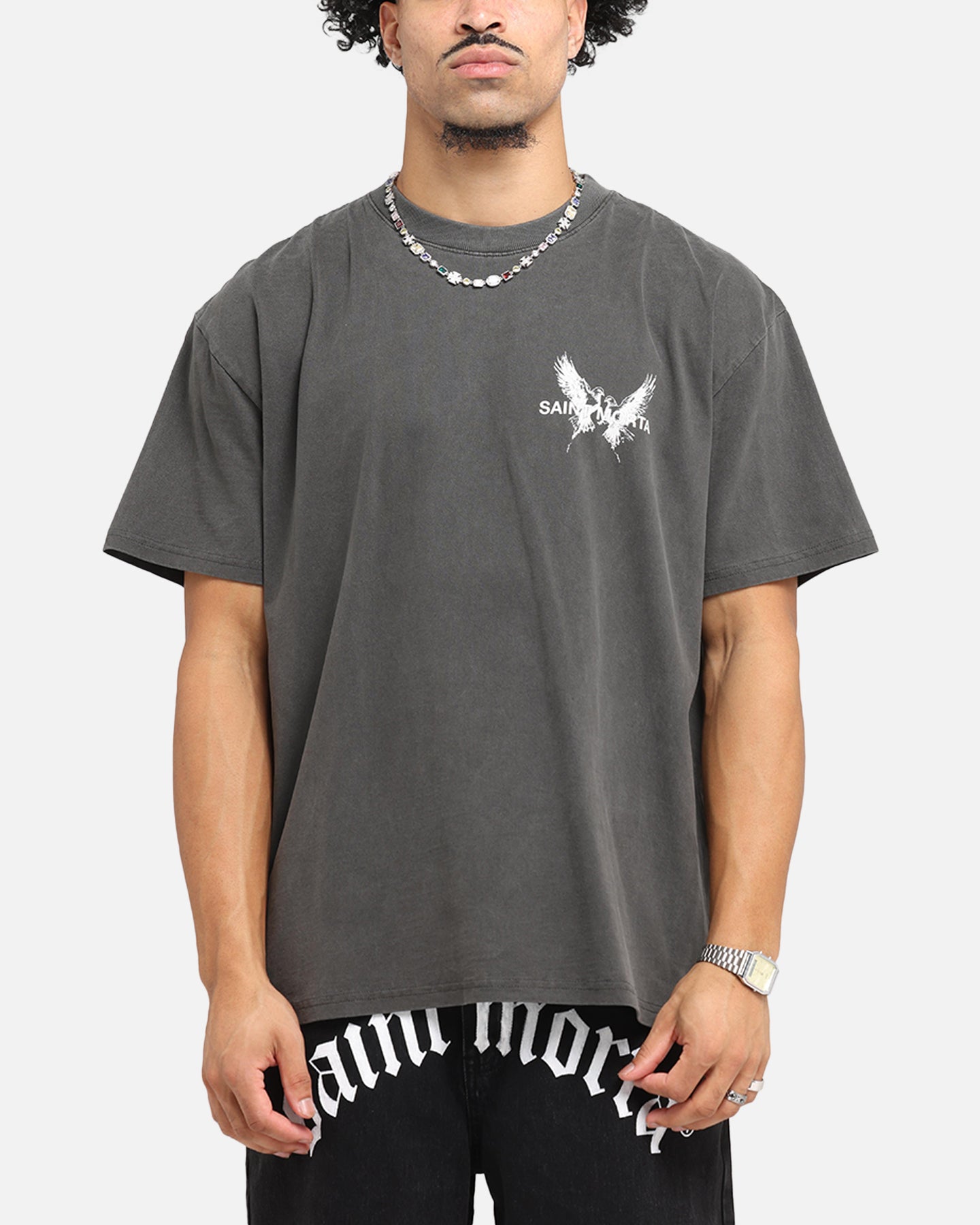 Saint Morta Black Doves Boxy T-Shirt Black Wash、mySite、zt4zffjzw