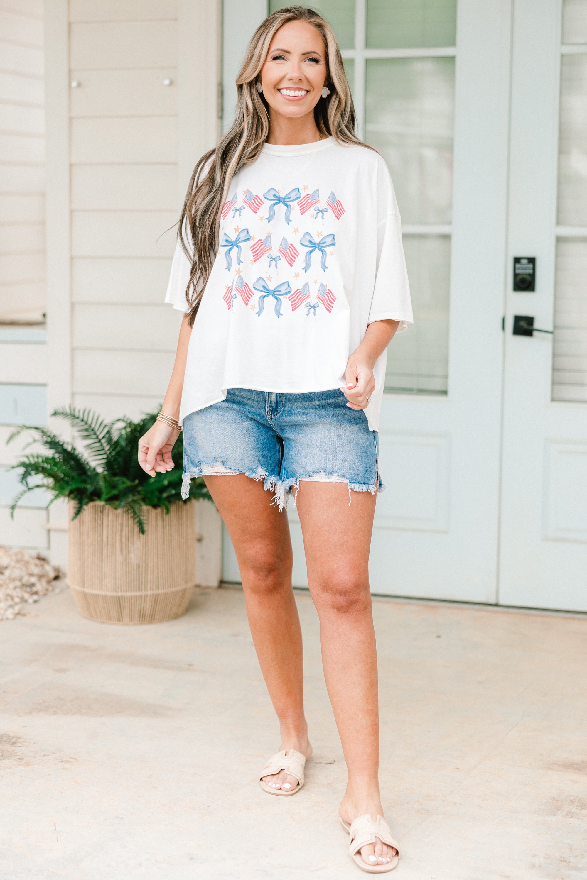  Red, White & Bows Vintage Wash Tee, White、mySite、justintrudeaud