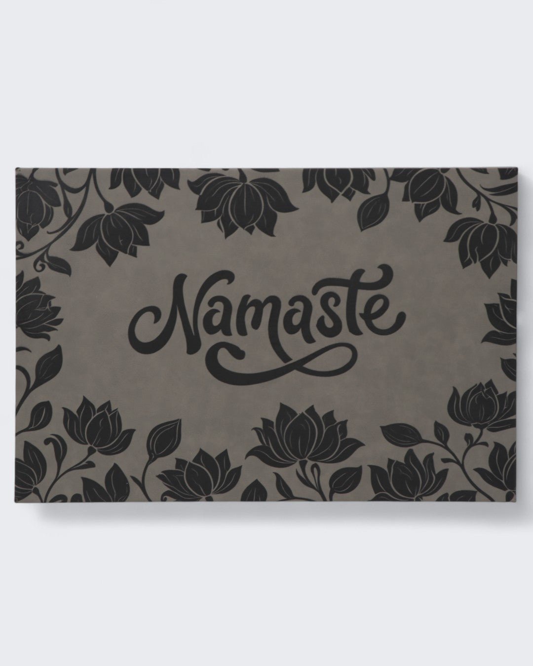 Namaste Lotus Engraved Yoga Wall Art – Grey Leatherette Wall Hanging、mySite、topwebapps
