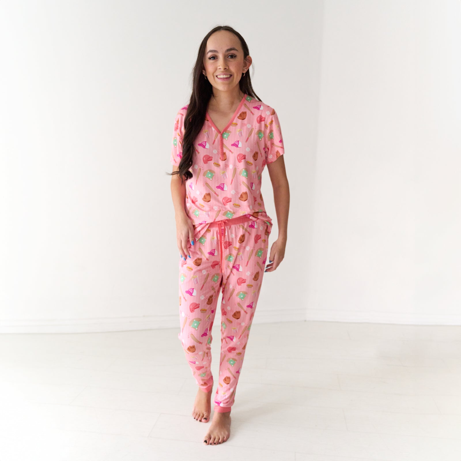  Pink All Stars Women's Short Sleeve Pajama Top、mySite、layawaytickets