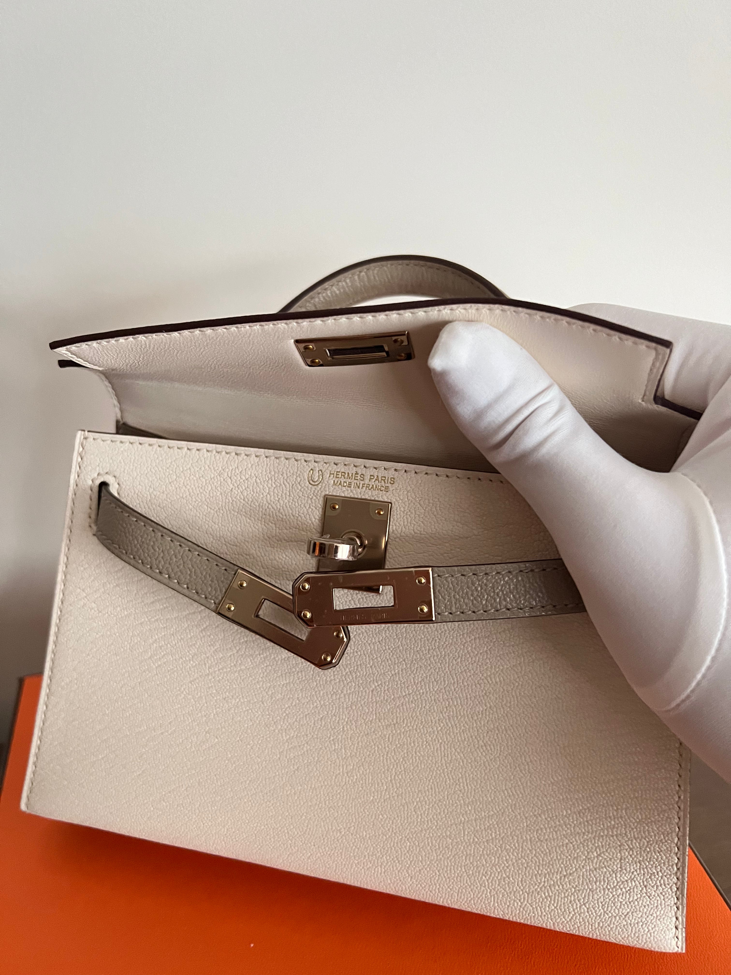 Hermès Mini Kelly 20 HSS Nata & Gris Tourterelle Chevre Mysore Permabrass、mySite、garminoutage.com