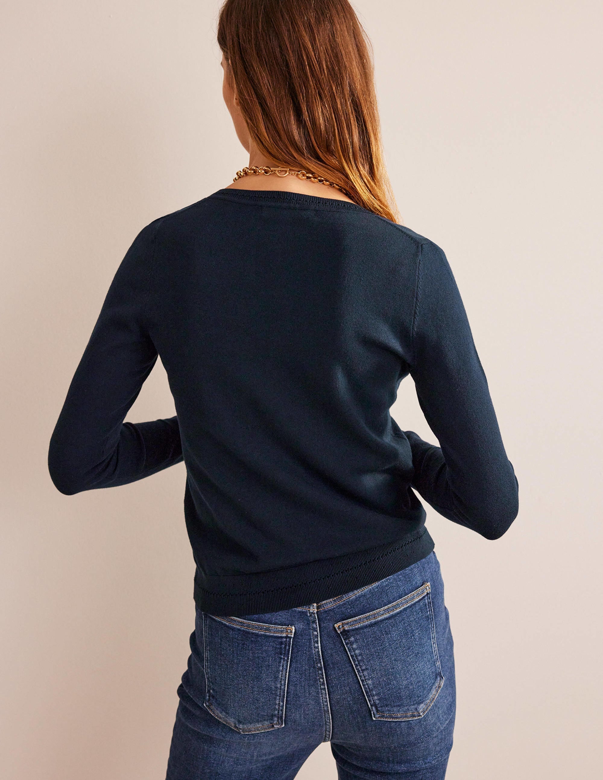  Catriona Cotton V-Neck Sweater-Navy、mySite、ashleygrahame