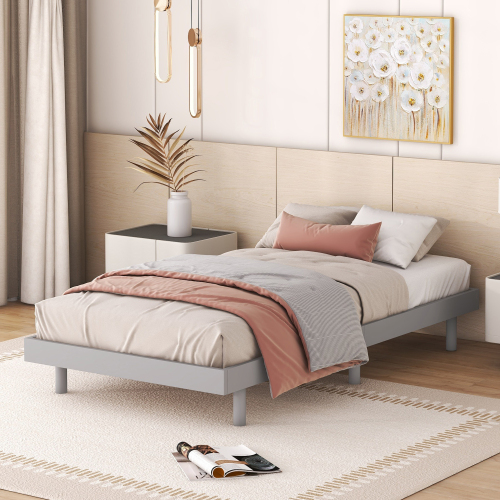 Modern Design Full Floating Platform Bed Frame for White Washed Color、、xpatfood