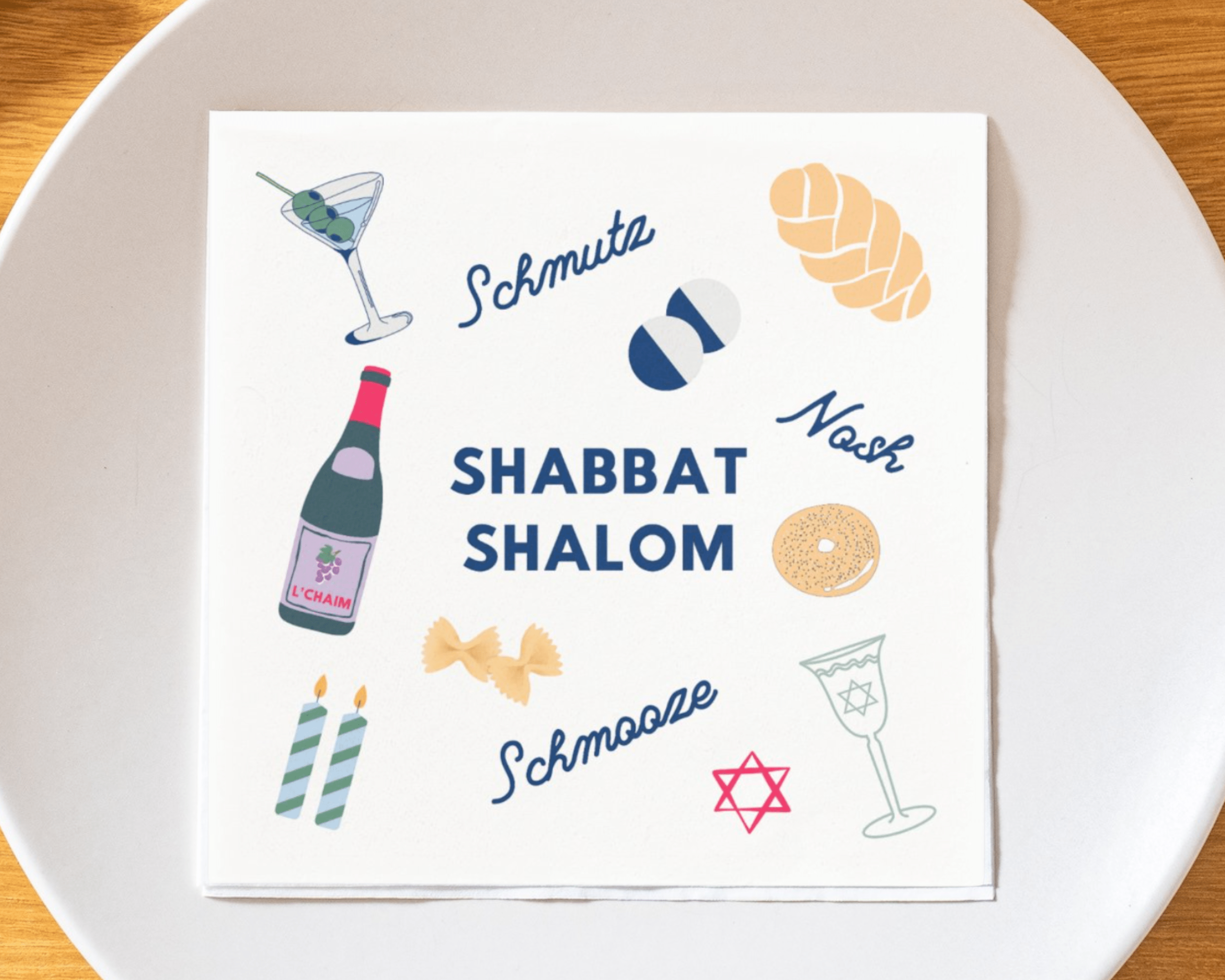 Shabbat Shalom Disposable Dinner Napkins - Set of 20、mySite、topwebapps