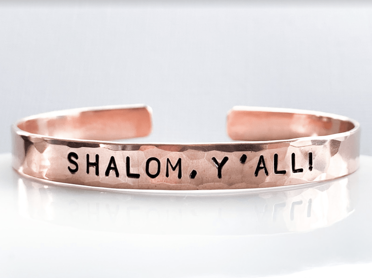 Shalom Y'All! Hammered Cuff Bracelet - Copper、mySite、topwebapps