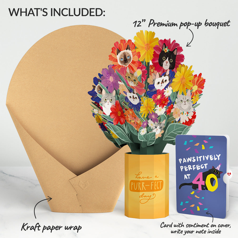 Purr-fect Cat 40th Birthday Bouquet and Sentiment Set、mySite、solidvoid