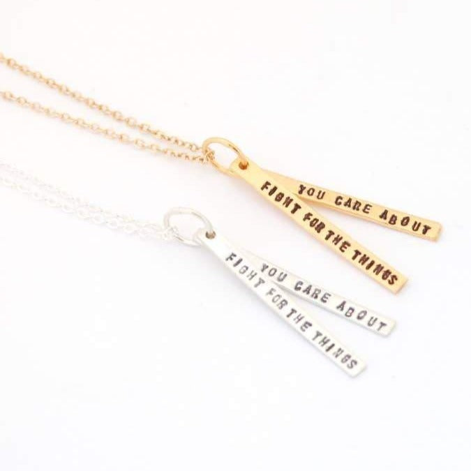 Ruth Bader Ginsburg Quote Necklace: Fight for the things you care about - Sterling Silver or Gold、mySite、topwebapps