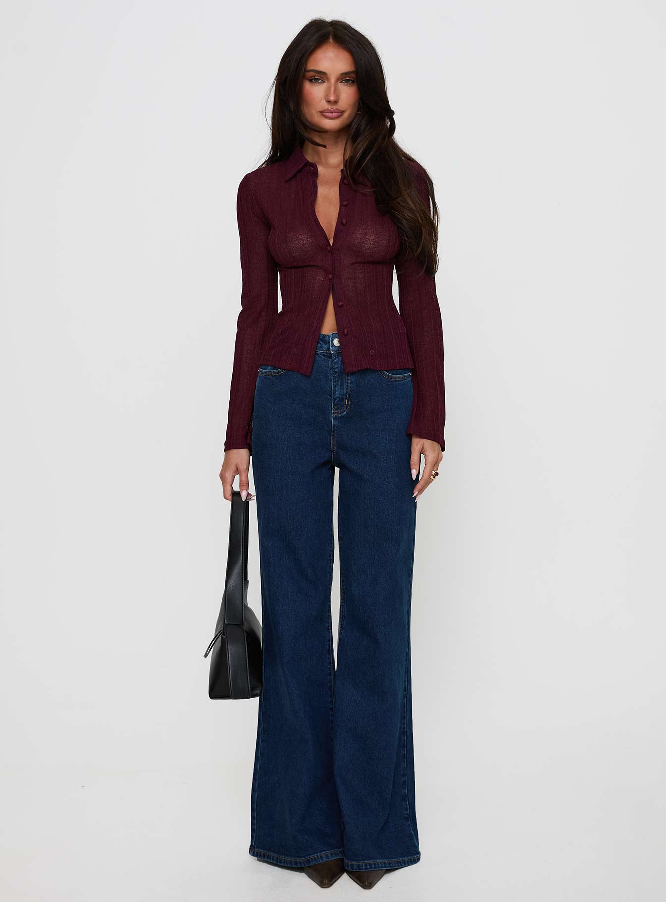 When You Sleep Long Sleeve Top Wine、mySite、solidvoid