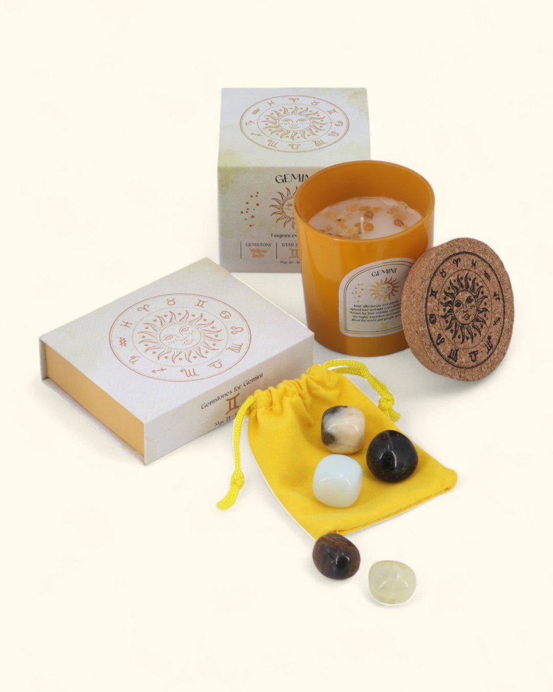 Gemini Zodiac Candle & Crystal Tumblestone Set、mySite、topwebapps