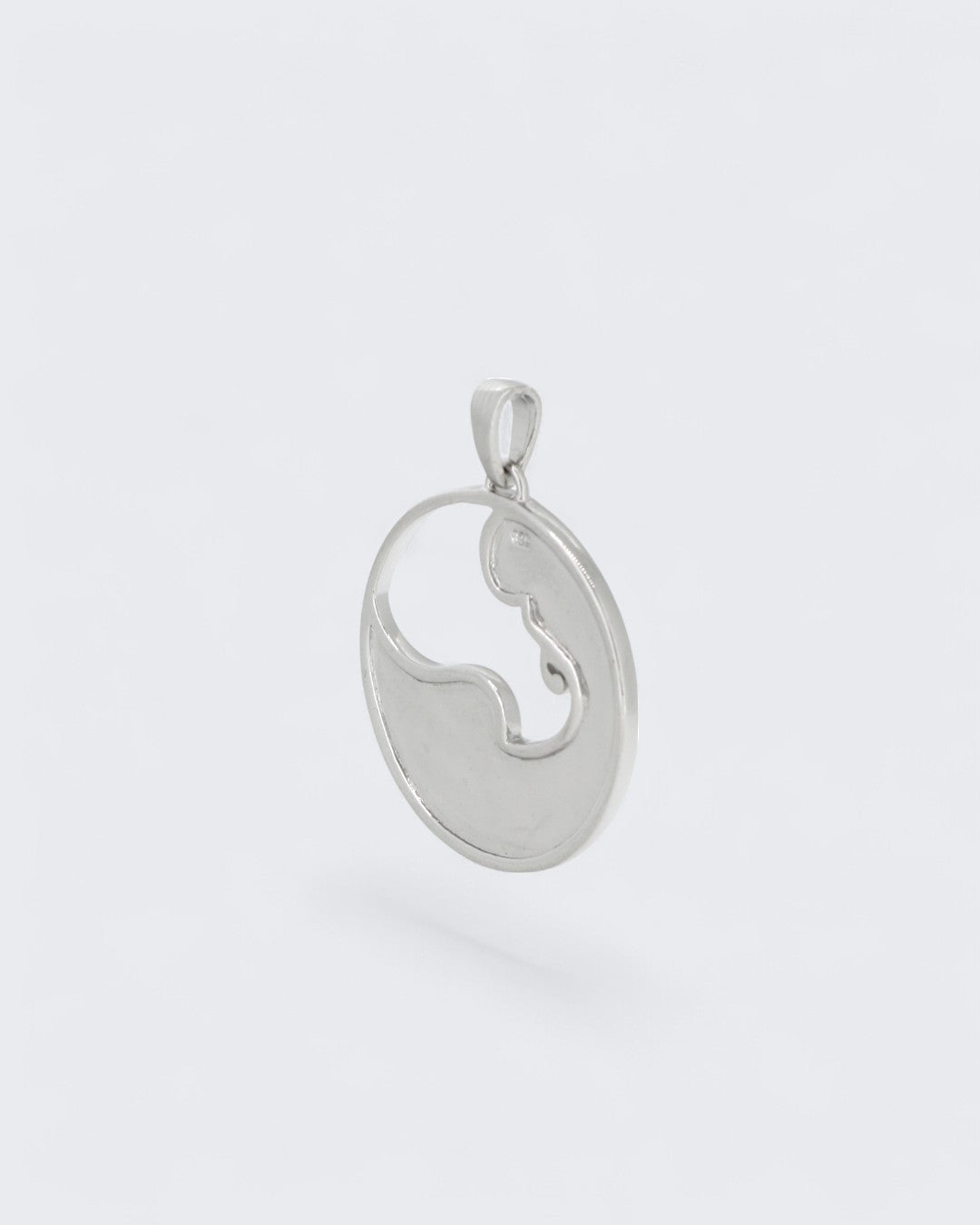Sterling Silver Rhodium Wave Medallion Pendant – Ocean-Inspired Open Circle Necklace、mySite、topwebapps