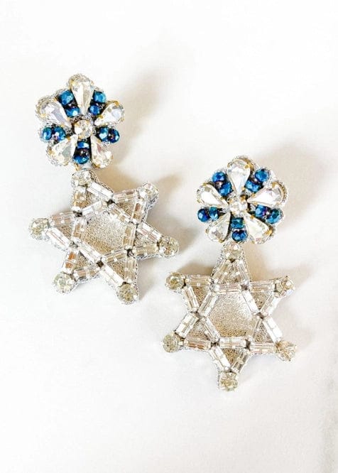 Sparkly Silver and Blue Star of David Earrings、mySite、topwebapps