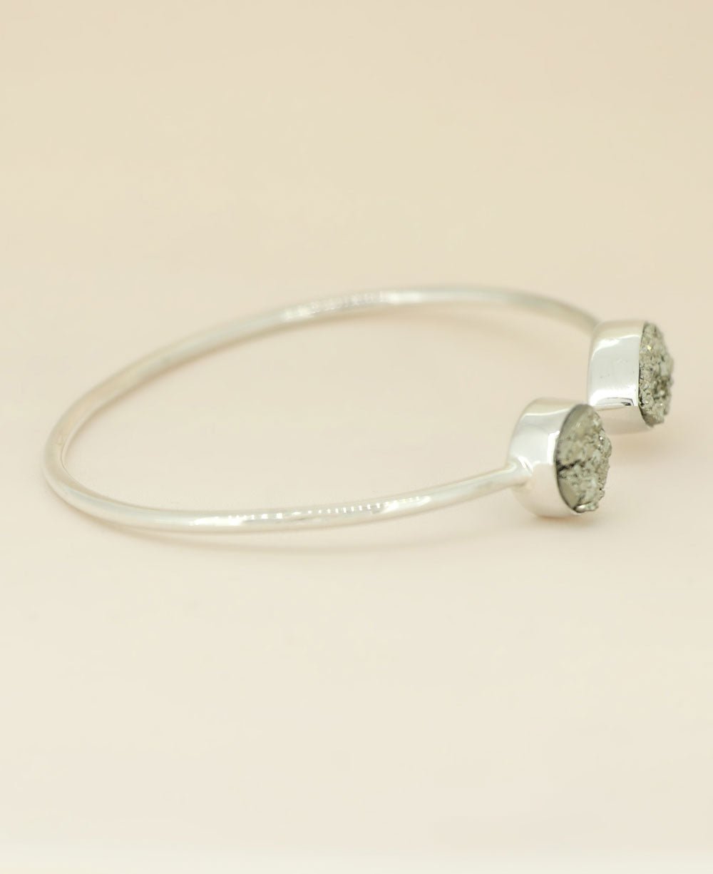 Pyrite Druzy Stones Sterling Silver Adjustable Bracelet、mySite、topwebapps