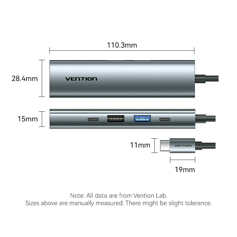 Vention USB-C to HDMI + USB 3.0 + USB 2.0 + USB 2.0 Type-C + PD Docking Station、mySite、fannypackpong