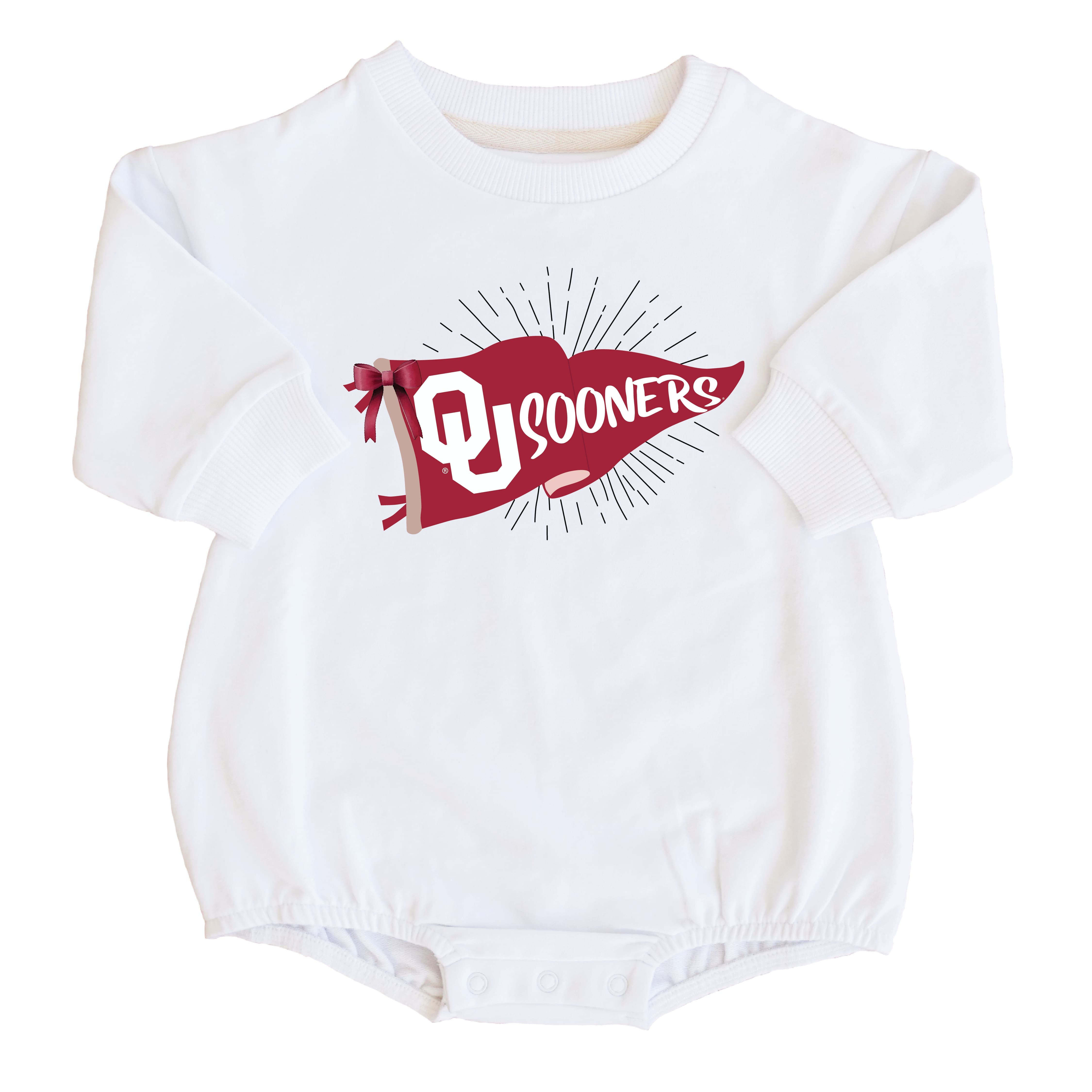  University of Oklahoma | Footballs & Bows Graphic Sweatshirt Bubble Romper、mySite、layawaytickets