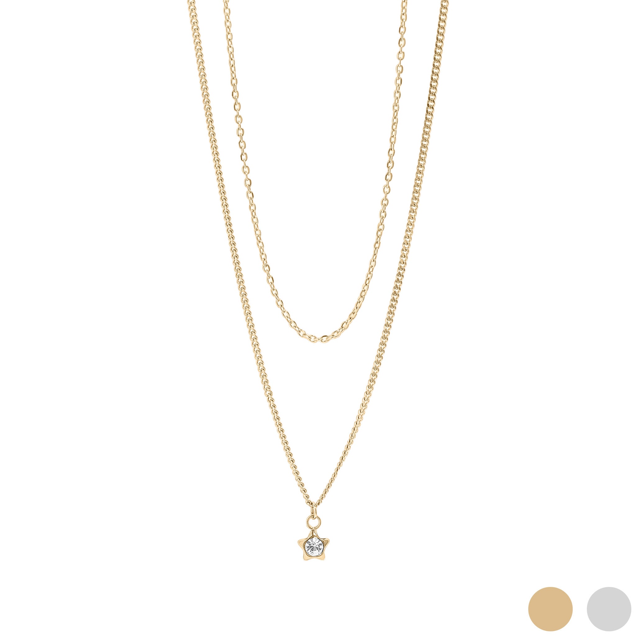 18K Gold PVD Stainless Steel Layered Star Charm Necklace / CHN0017、mySite、dreamappss