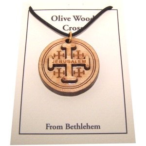  Jerusalem Cross 2-Layers Olive wood Laser Necklace (Pendant is : 3.2 cm or 1....、mySite、elrpsem3k