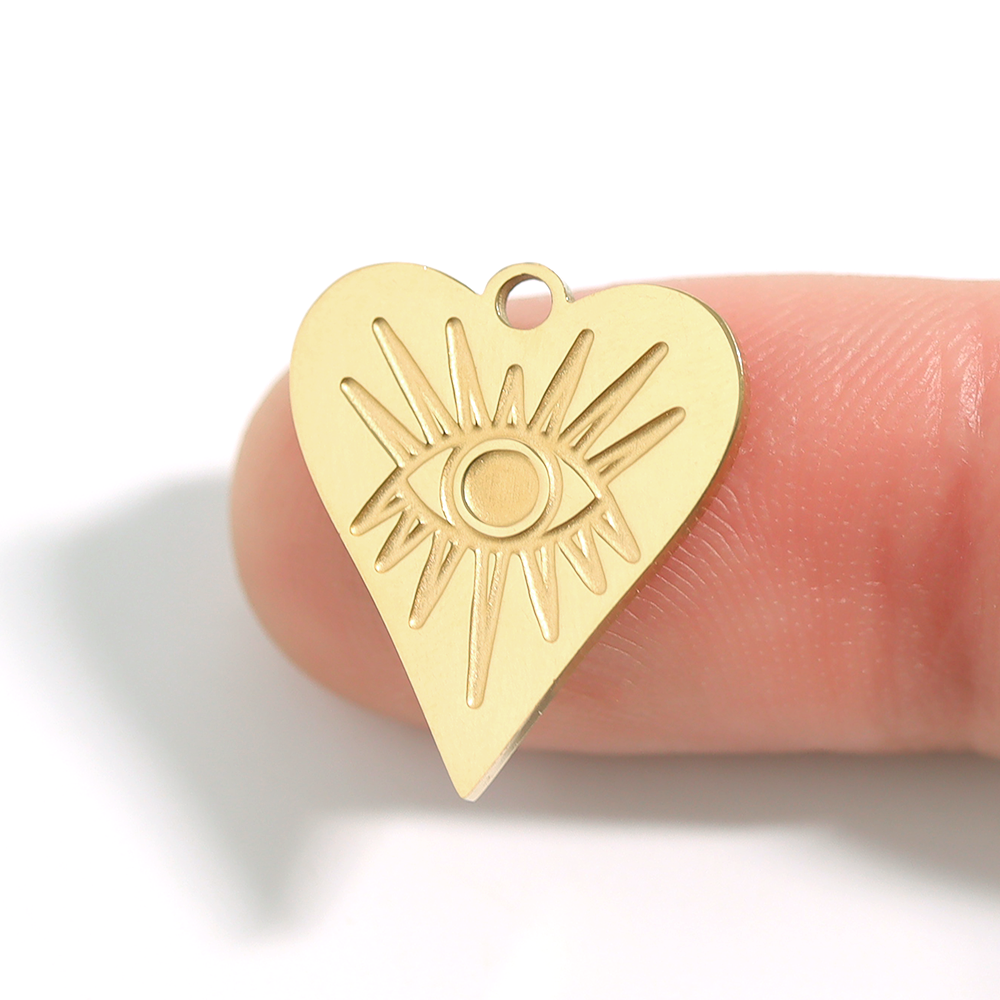 18K Gold PVD Stainless Steel Evil Eye Heart Charm / PDL0006、mySite、dreamappss