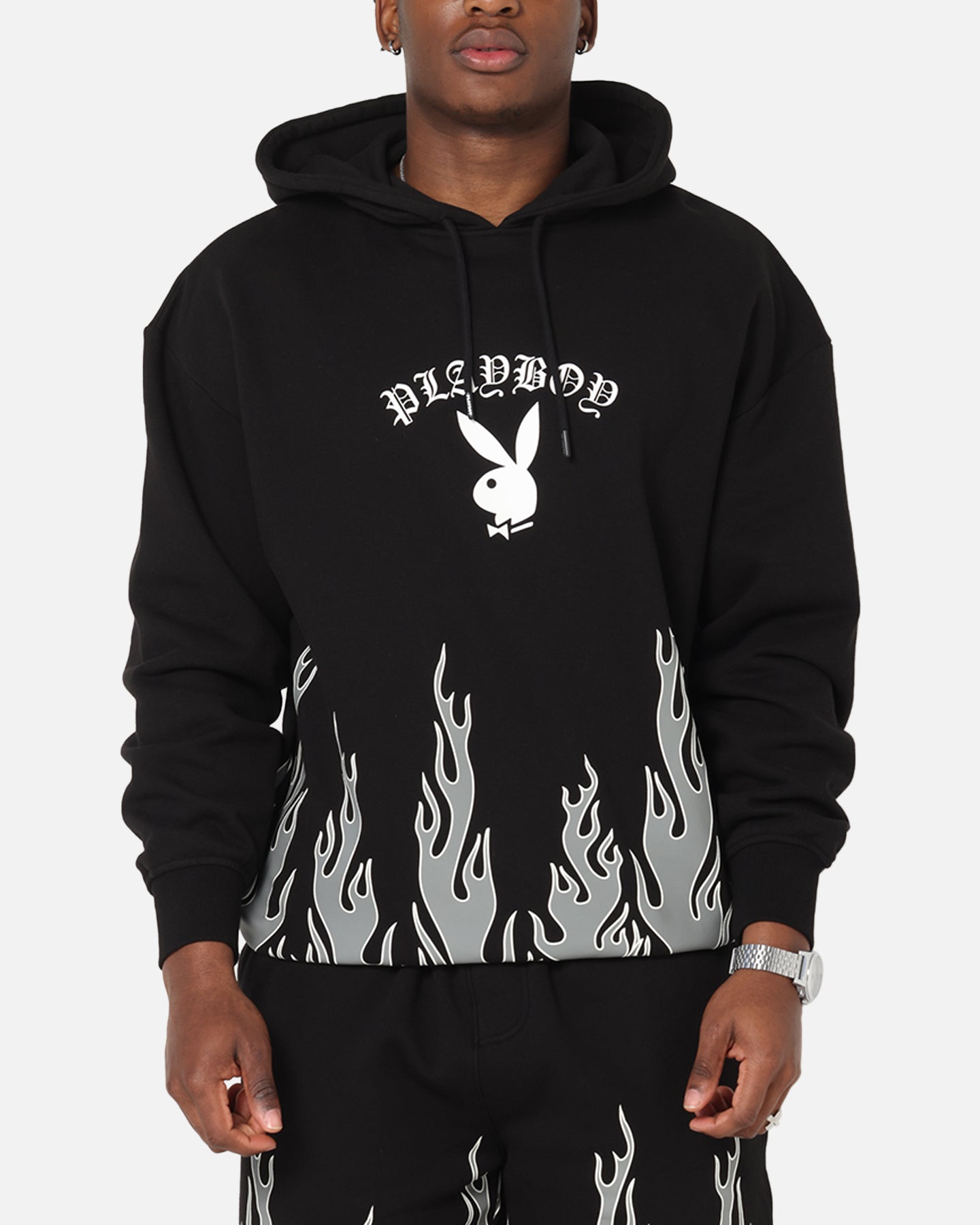 Playboy Gothic Flames Hoodie Black、mySite、zt4zffjzw