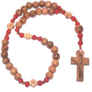 Amber, Coral and olive wood Threaded Anglican Rosary 9、mySite、topwebapps