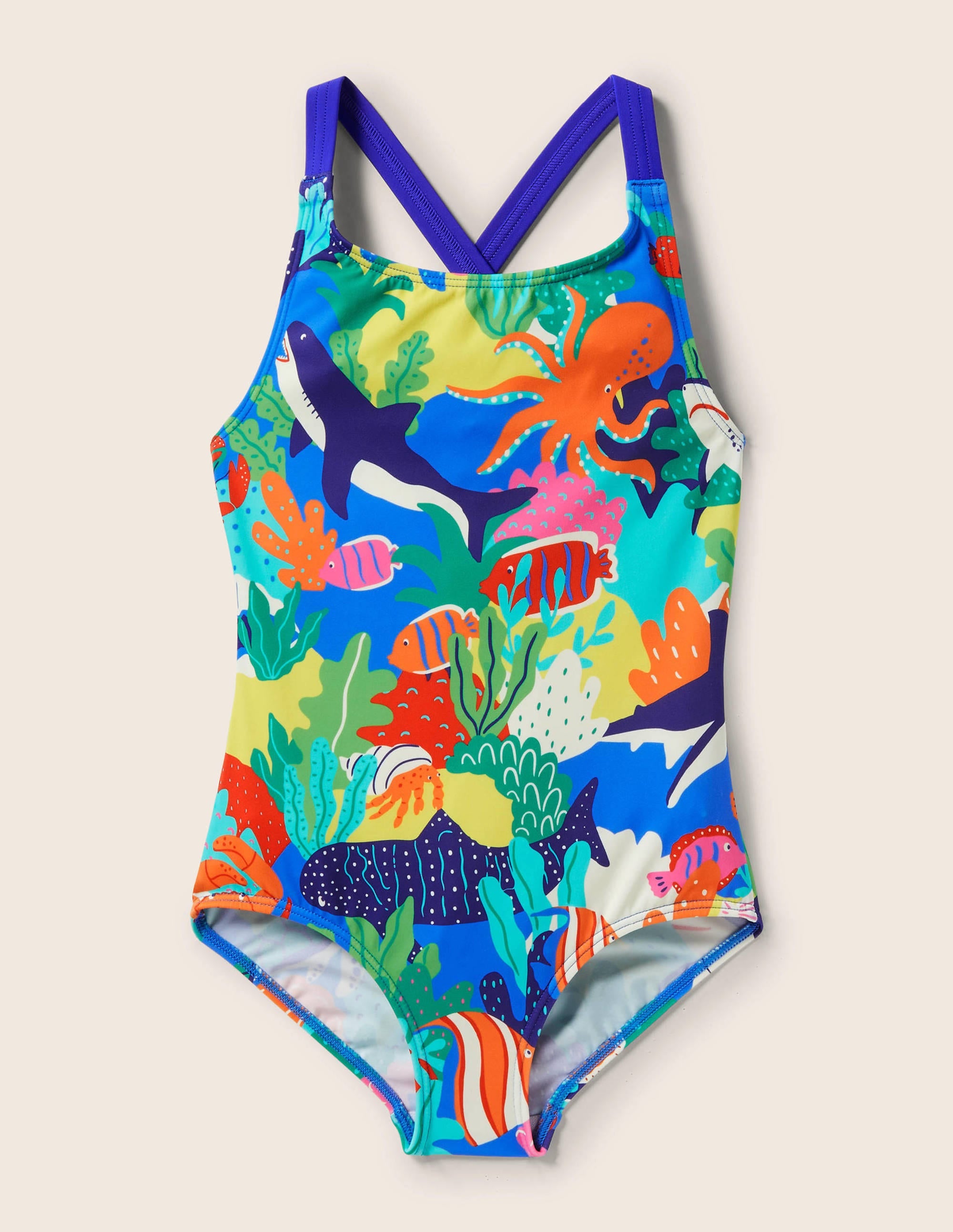  Cross-back Printed Swimsuit-Multi Rainbow Reef、mySite、ashleygrahame