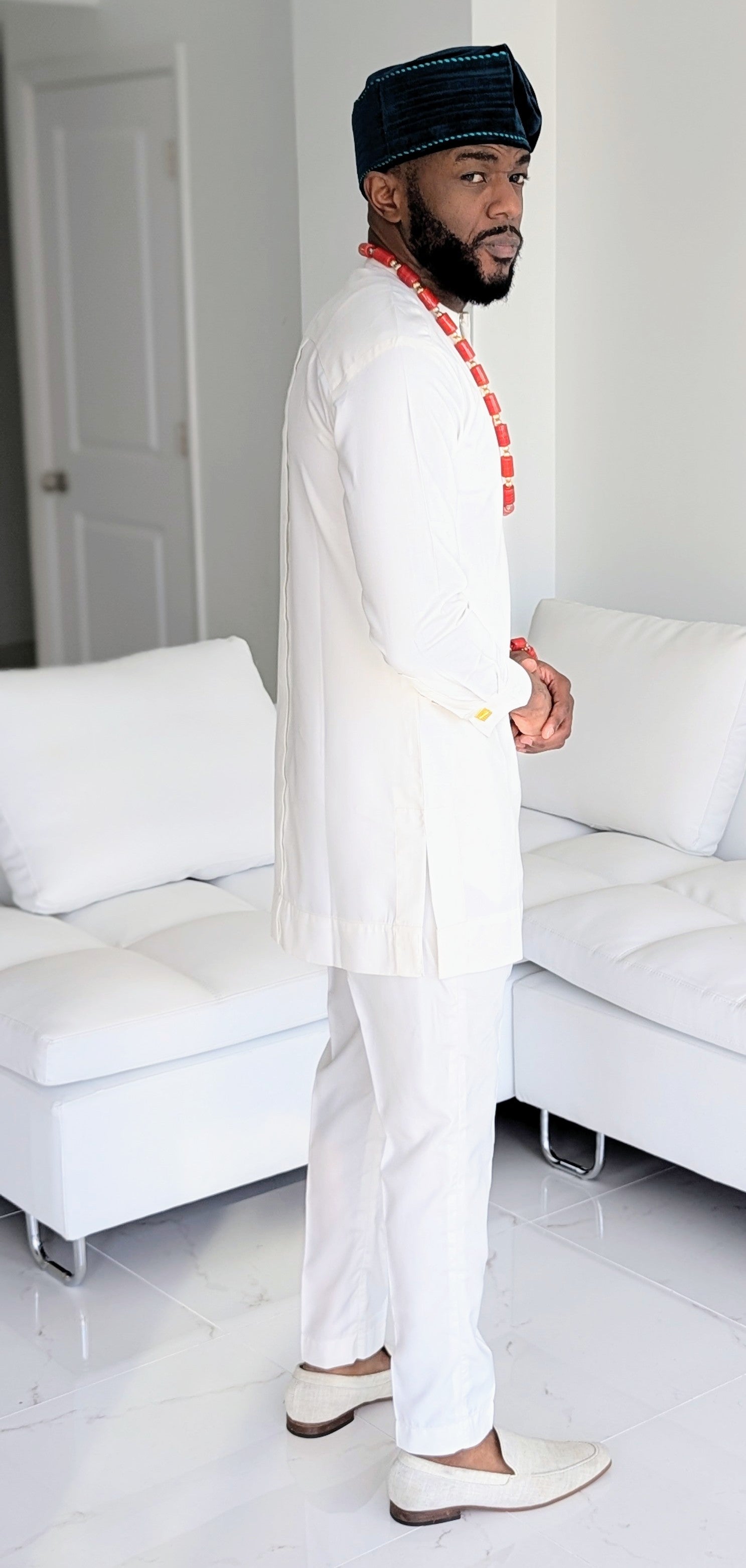 Dupsie's Daura Heritage Ivory Dashiki Suit with Emerald Agbada DPAVREG2、mySite、solidvoid