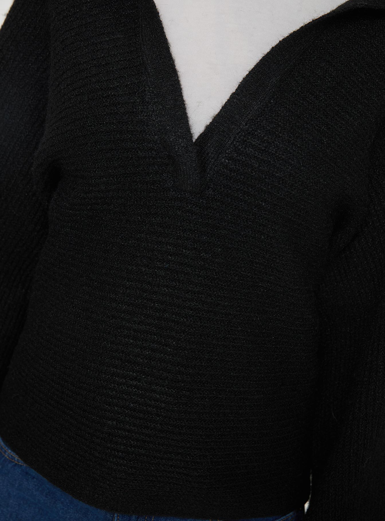 Bella Notched Neck Sweater Black、mySite、solidvoid