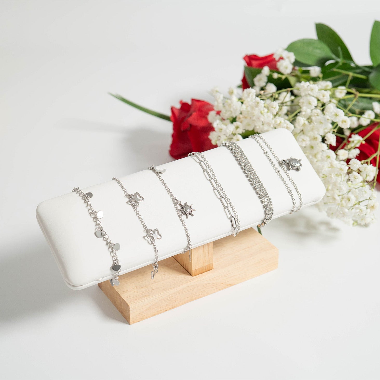 18K Gold PVD Stainless Steel Dangle Hearts Anklet / BRJ1026、mySite、dreamappss