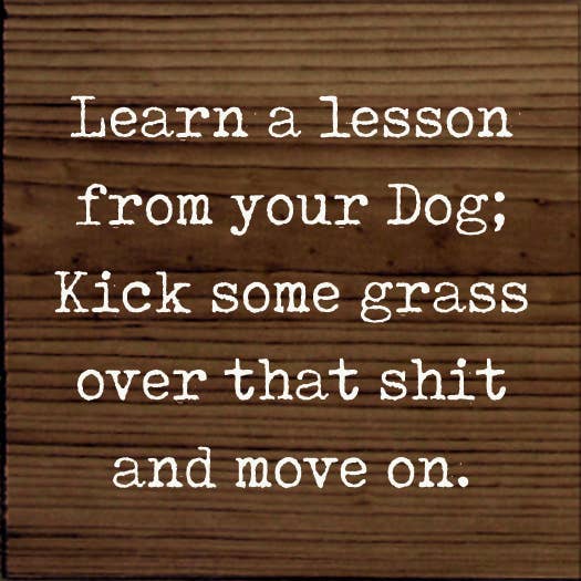 Lesson From Your Dog; Kick Some Grass Over That Shit Handmade Real Wood Funny Sign、mySite、g9winljtr