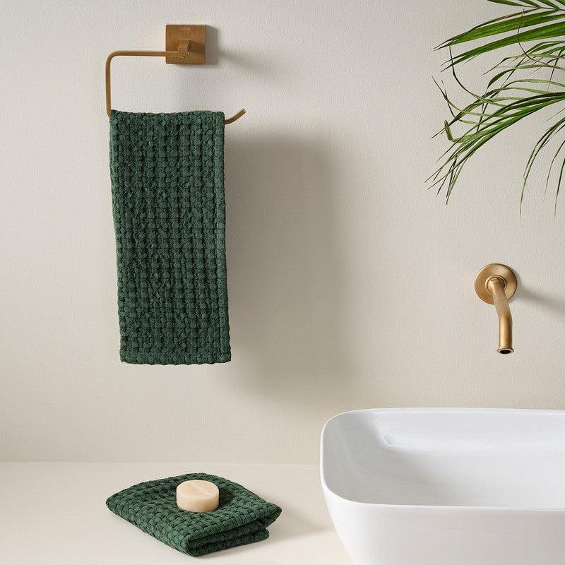 Cotton Bamboo Hand Towel | Waffle | Verde、mySite、camillekostekn