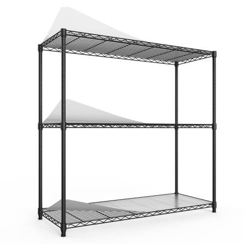 3 Tier Wire Shelving Unit, 1050 LBS NSF Height Adjustable Metal Garage Storage Shelves, Heavy Duty Storage Wire Rack Metal Shelves - Black、、casual