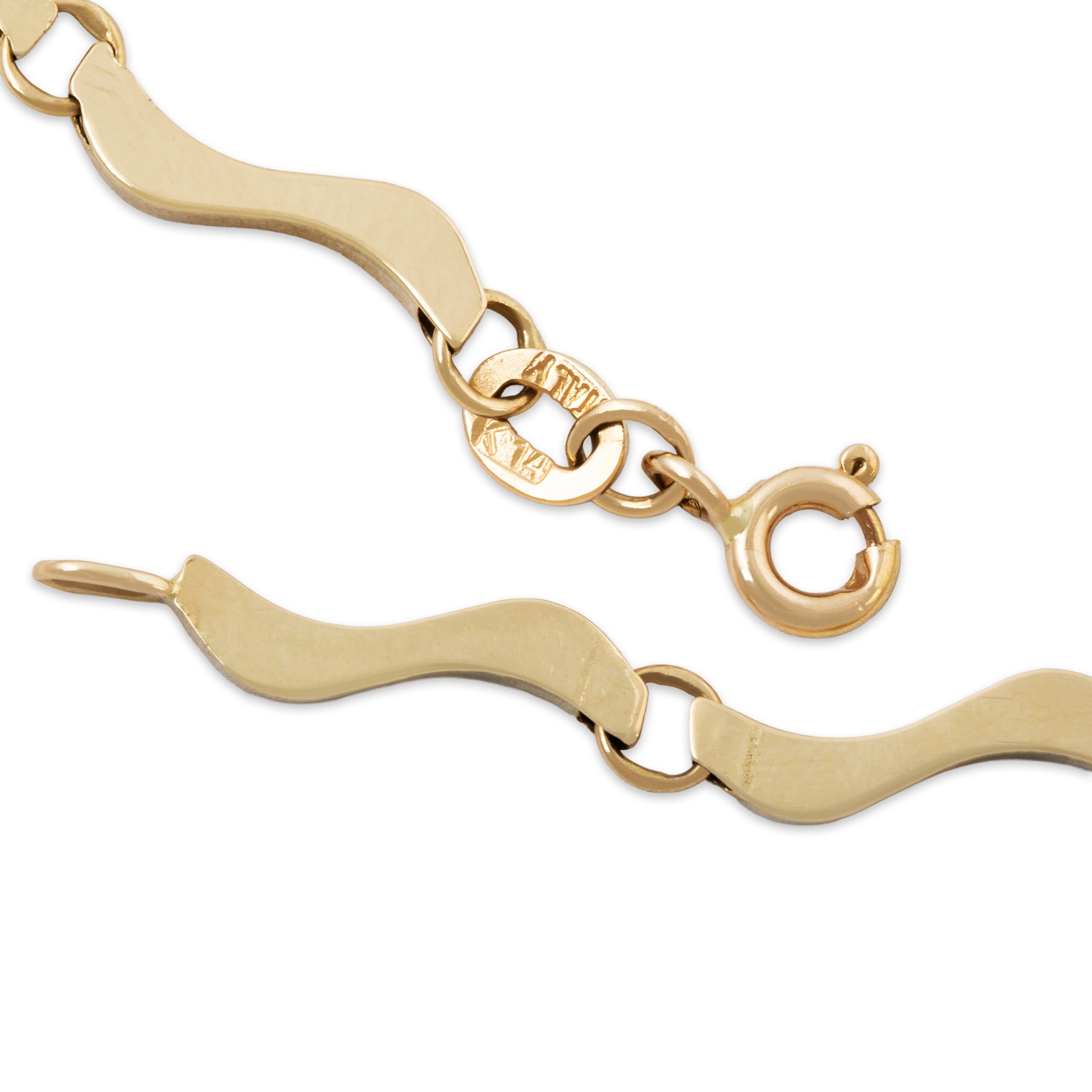 Vintage Italian 14k Yellow Gold Wavy Link Bracelet 7.25、mySite、hinf8tx79