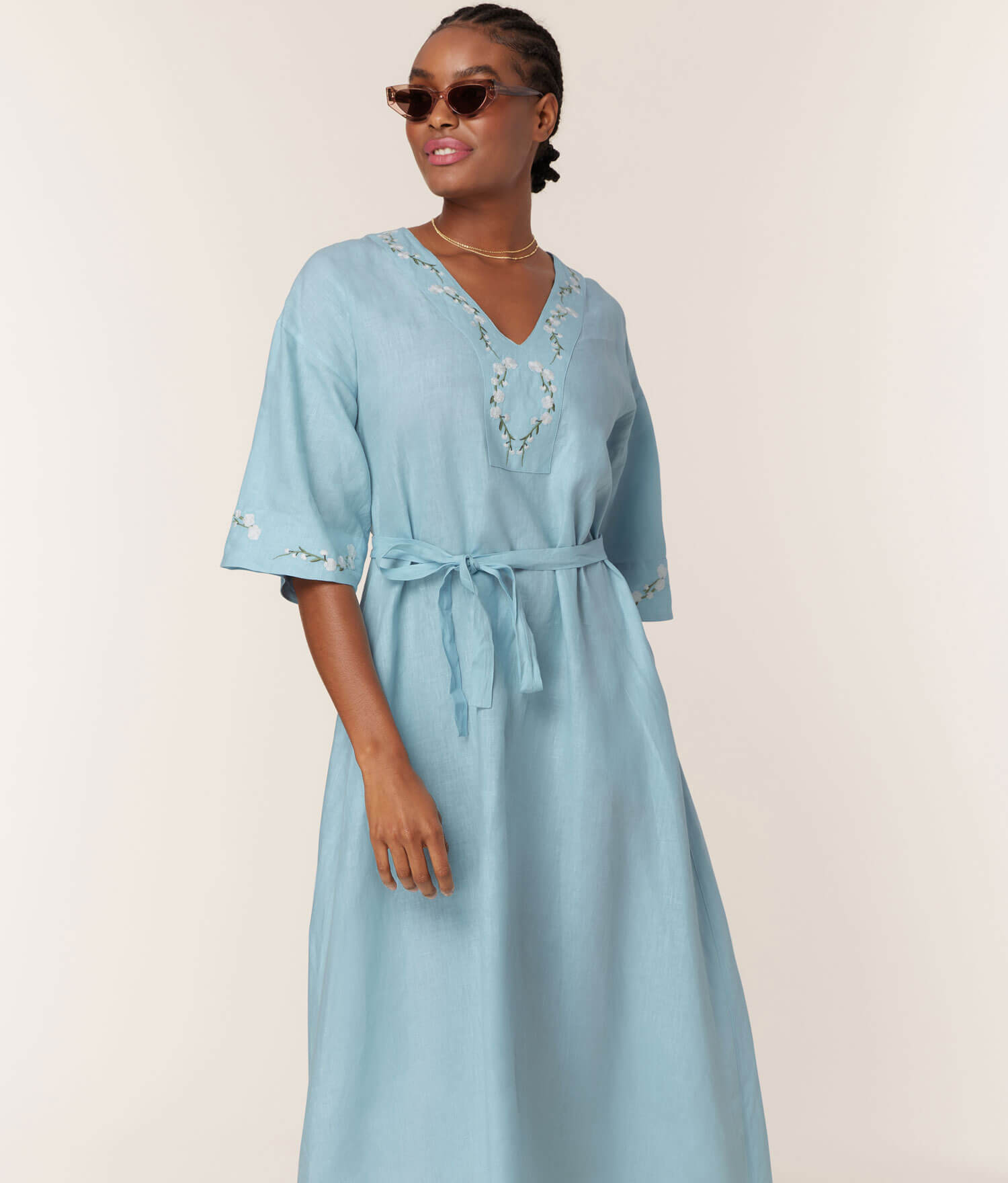  The Kepez Kaftan Dress - Linen - Hydrangea、mySite、ashleygrahame