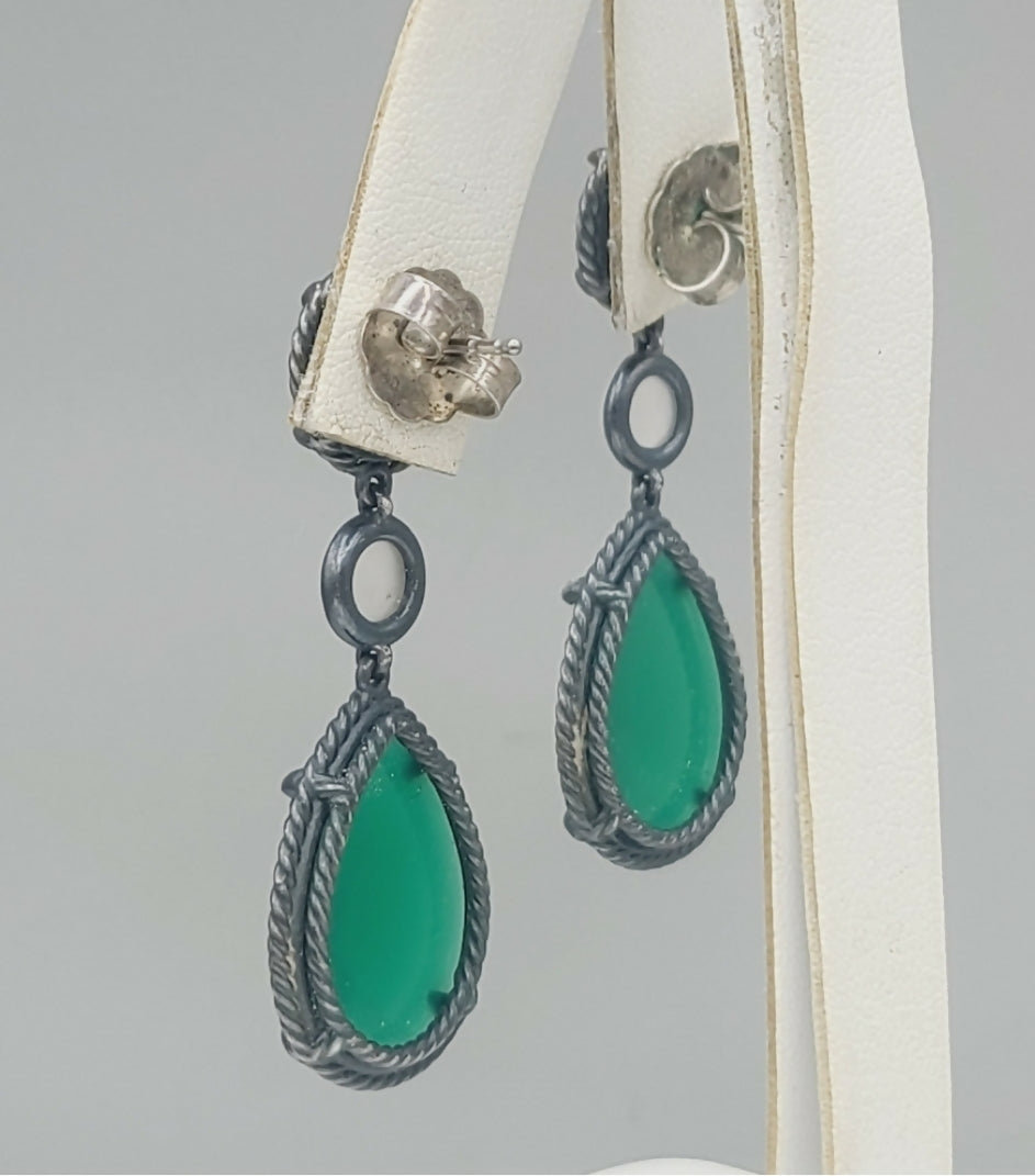 David Yurman Grisaille Triple Drop Earrings 鈥?Green Onyx、mySite、hinf8tx79