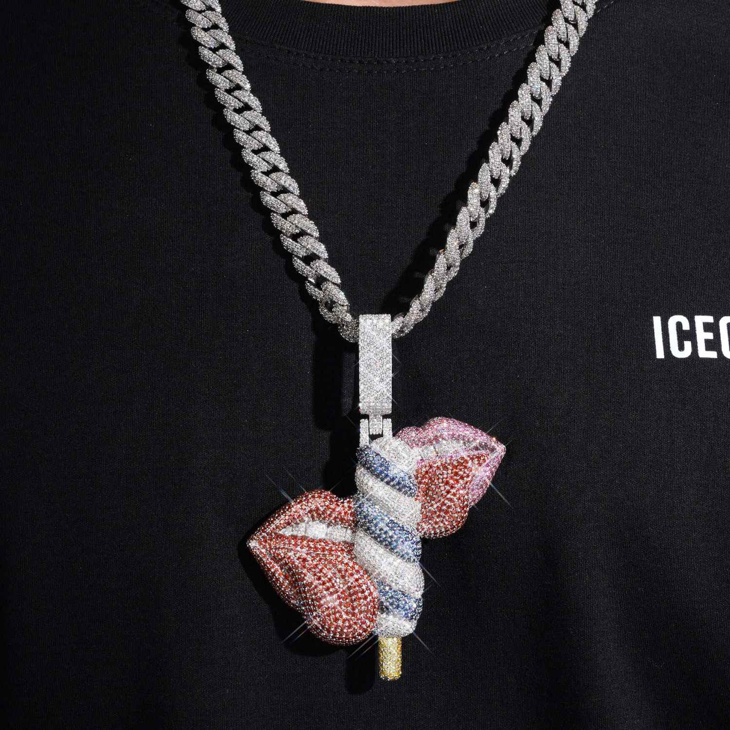 ICECREAM LICK Custom Moissanite Logo Pendant 14K Gold、mySite、hinf8tx79