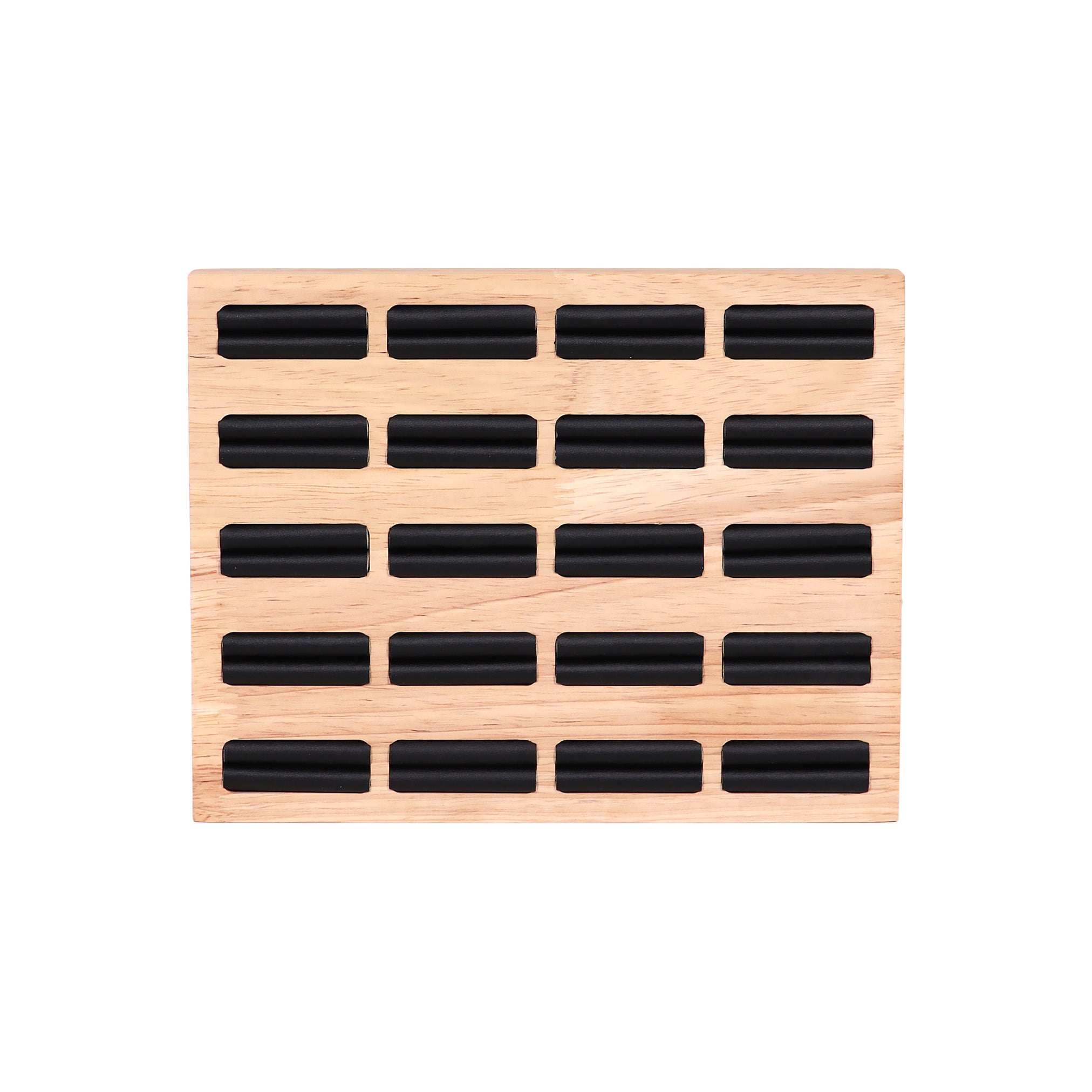 Natural Wood & Leather 20 Unit Slotted Ring Display / DSP0022、mySite、dreamappss