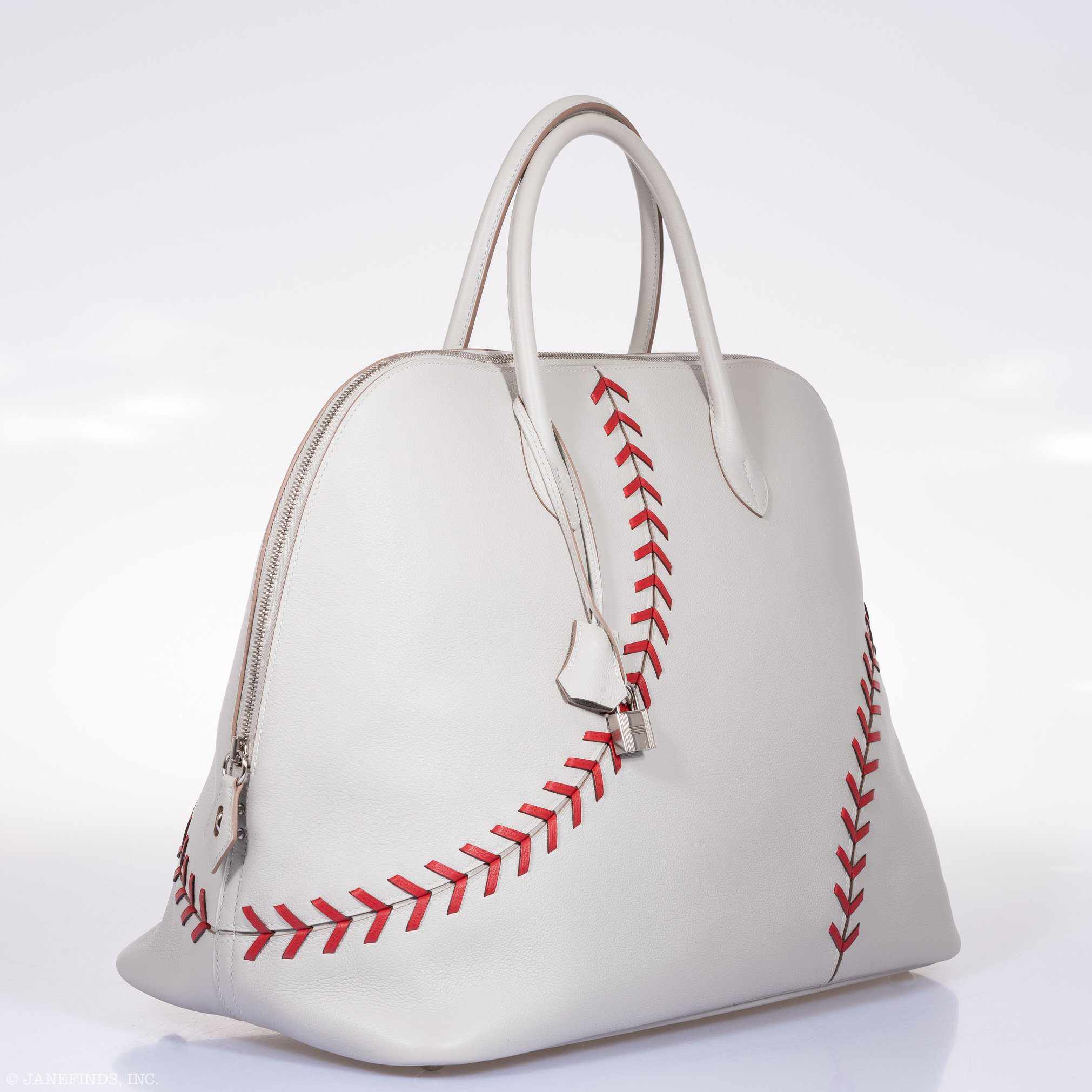 Hermès Bolide 45 1923 Baseball Gris Perle Rouge Evercolor Travel Bag、mySite、garminoutage.com