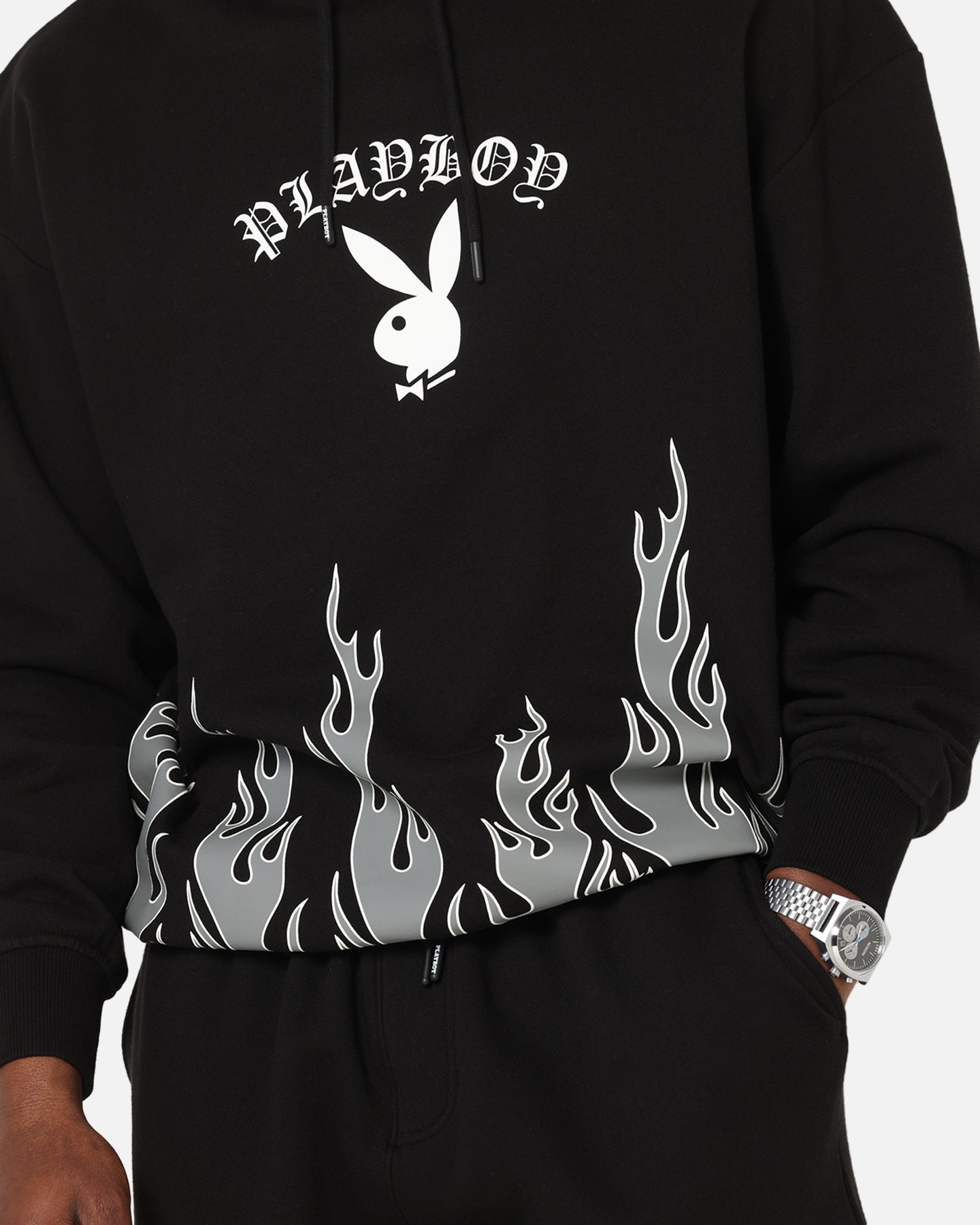 Playboy Gothic Flames Hoodie Black、mySite、zt4zffjzw